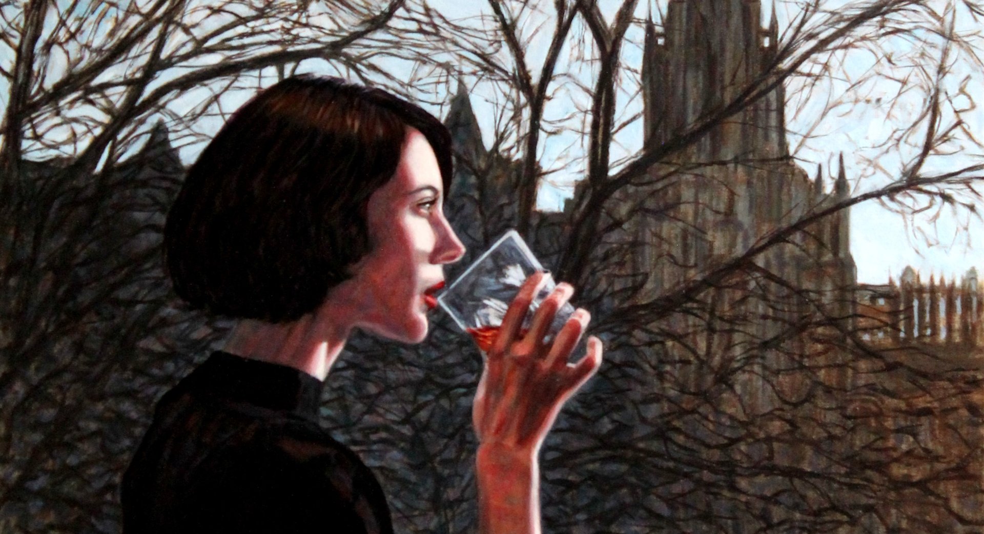 an abstract photo of a curved building with a blue sky in the background