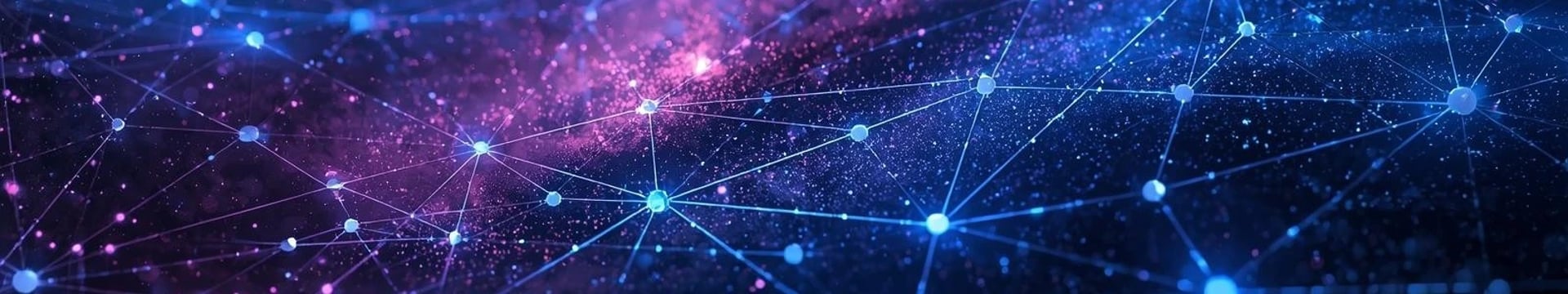 Digital network of connected nodes and lines on a dark background, symbolising interconnected business systems