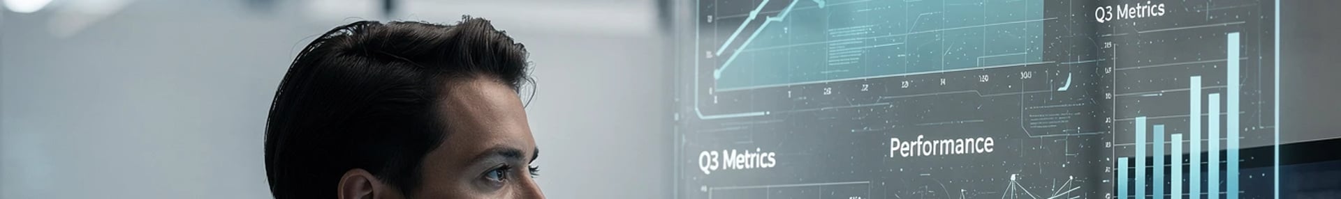 Business leader reviewing performance metrics and analytics dashboard