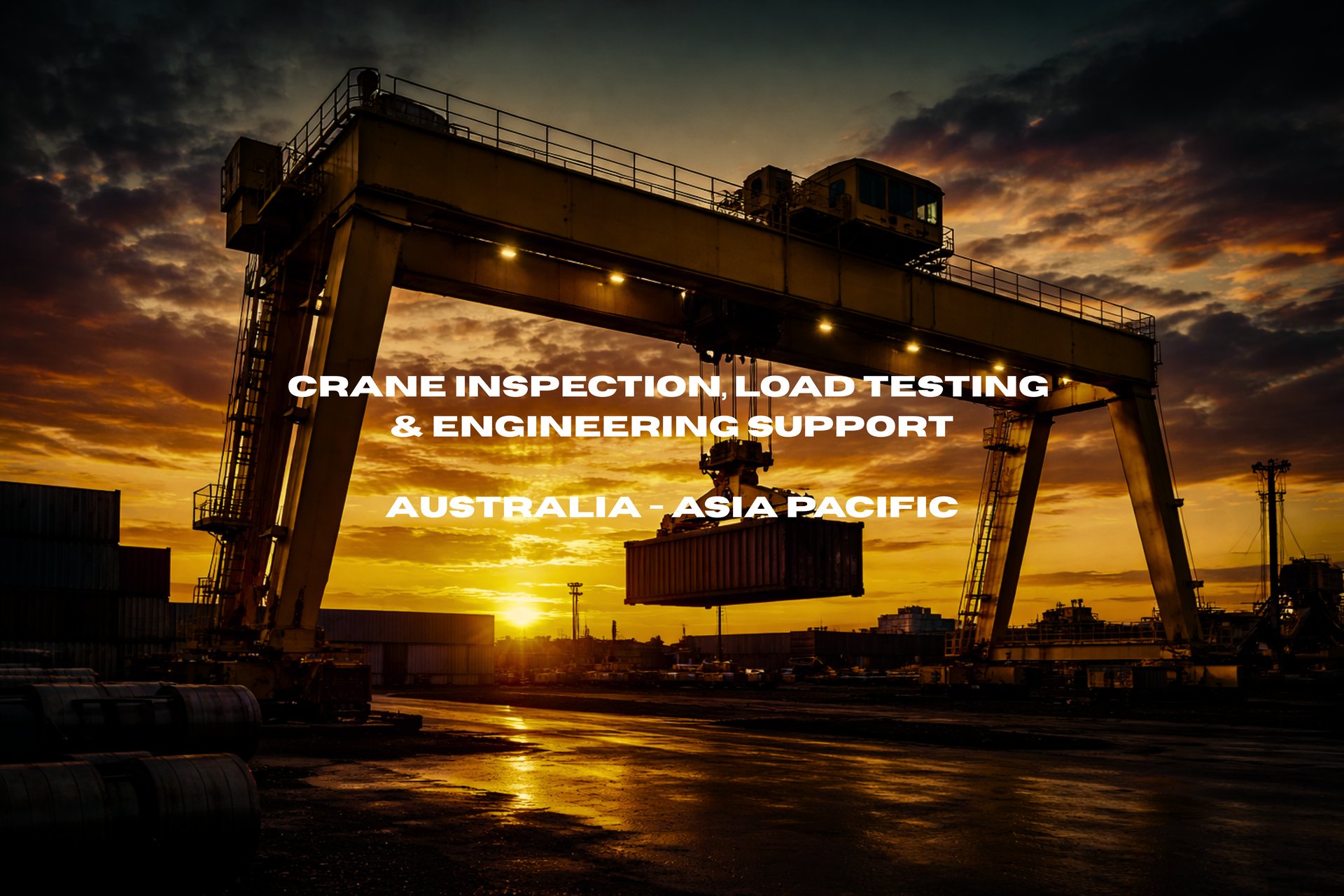 A large, bright yellow overhead bridge crane with SAFE LIFTING