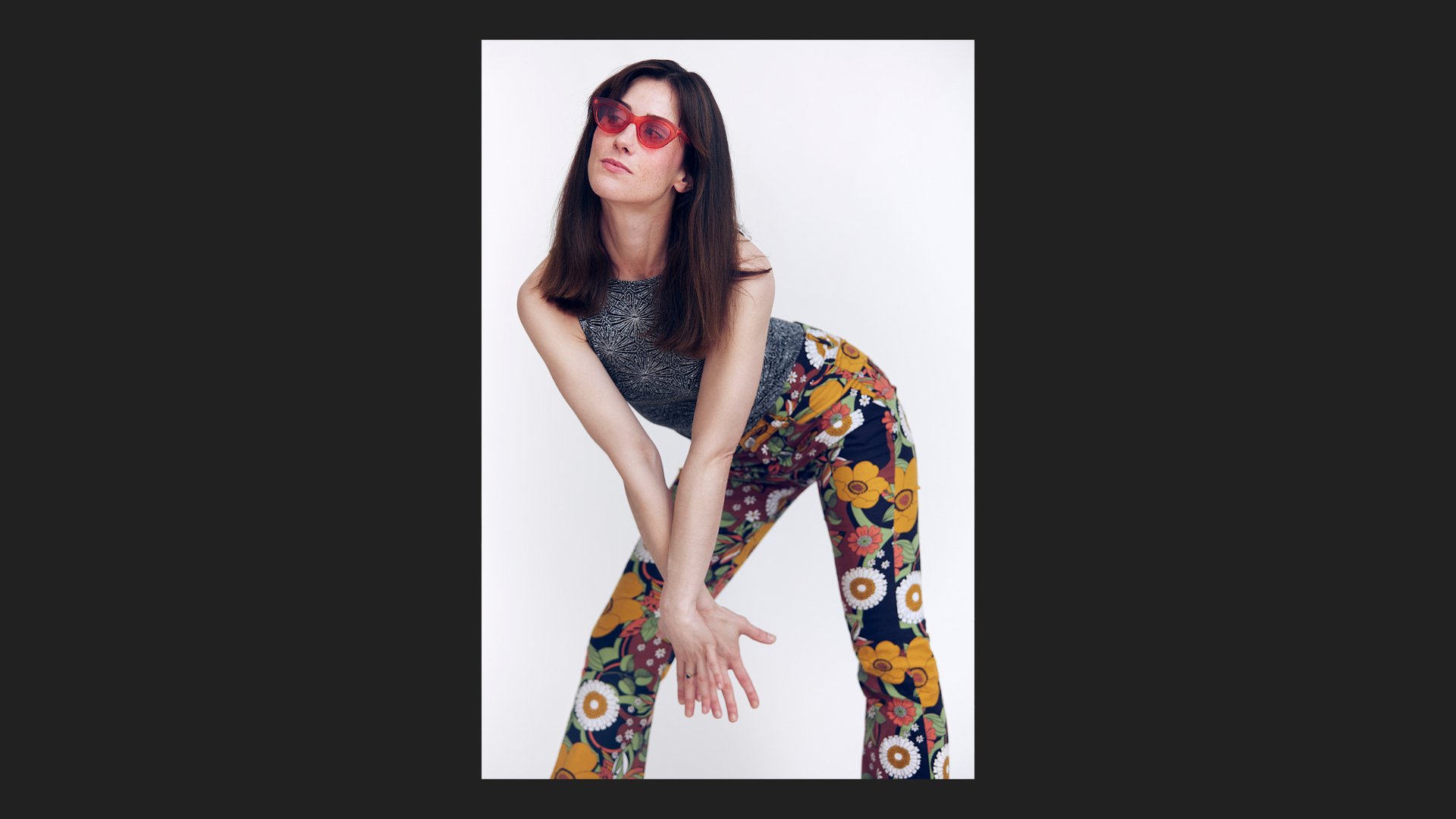 Olivia Lina Gashe wearing seventies clothes.