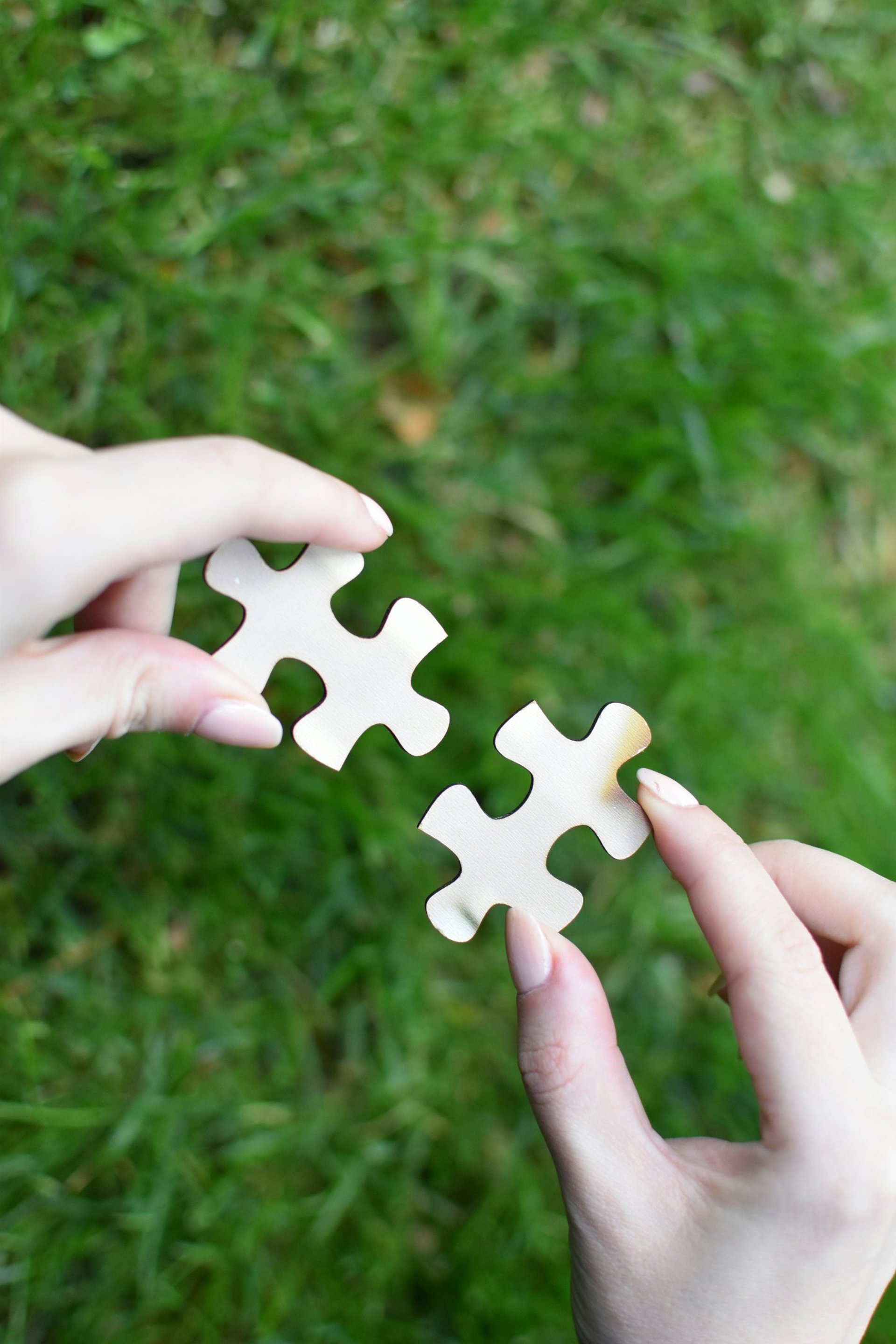 a person holding a piece of a puzzle in their hands