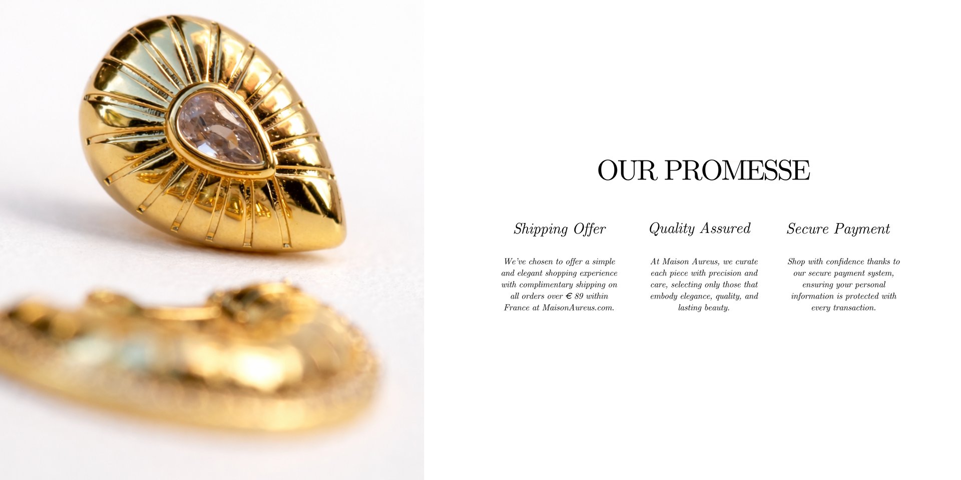 Maison Aureus gold jewelry with quality assurance, secure payment and shipping offer