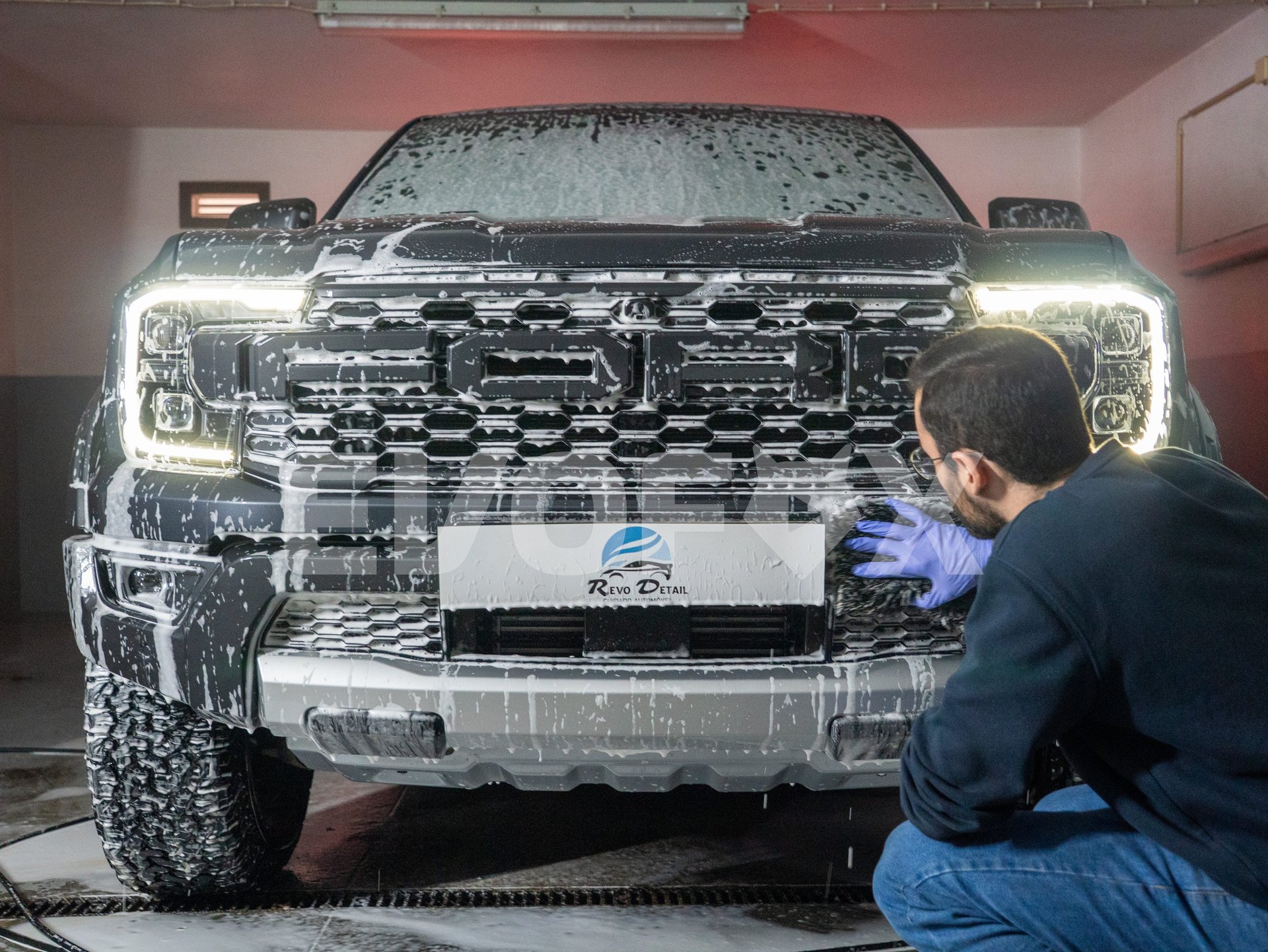 a badge on the hood of a car