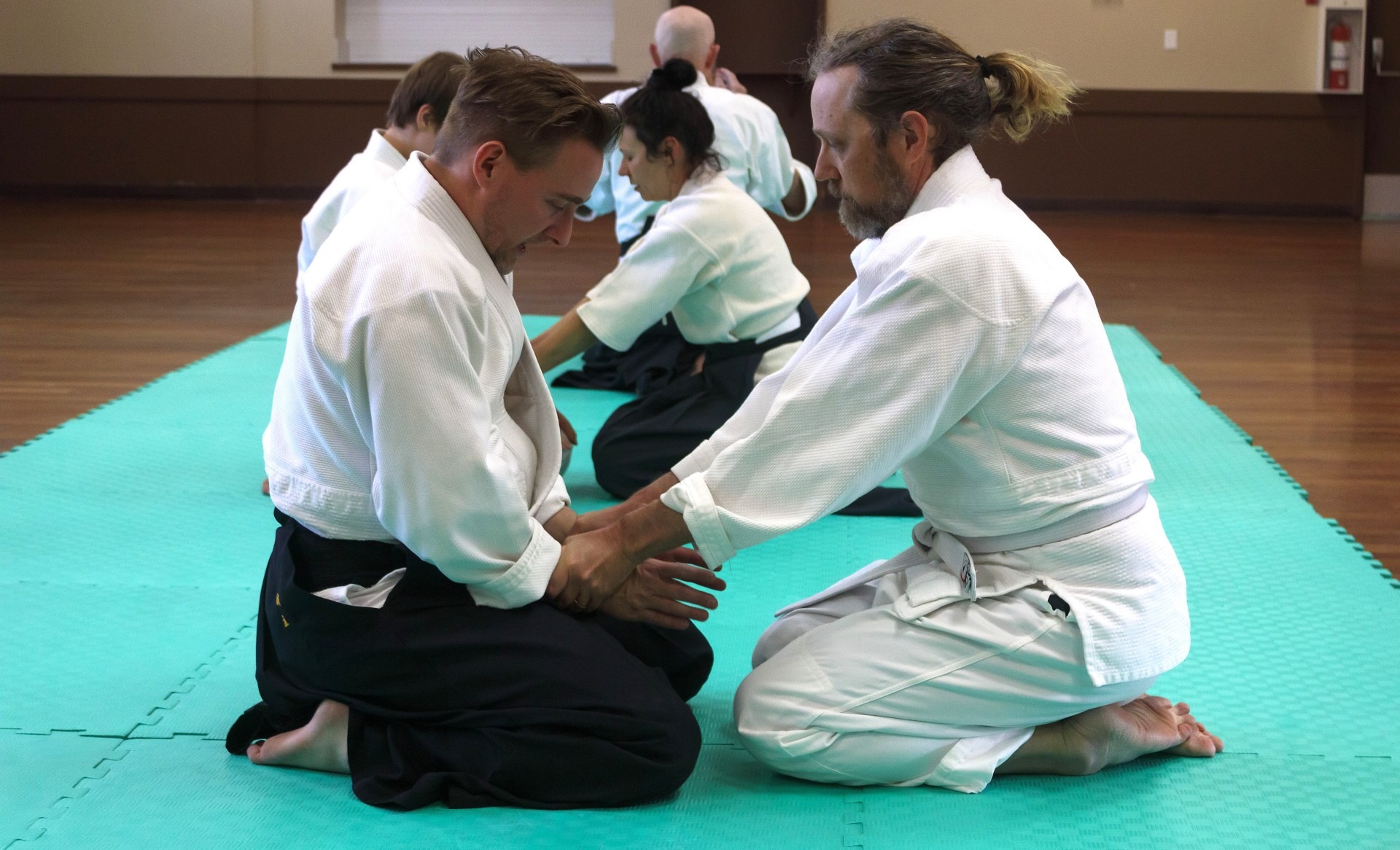 students practicing aikido zagi kokyuho aka aikiage