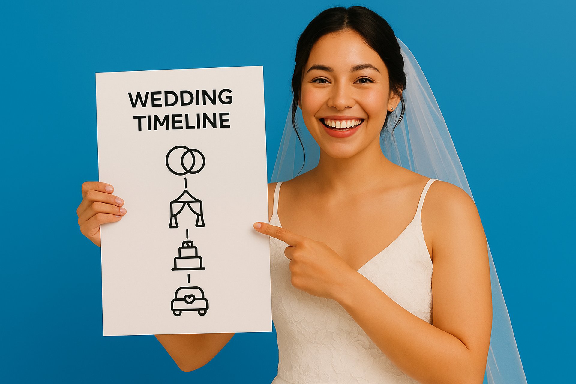 A bride and groom are standing on a dock