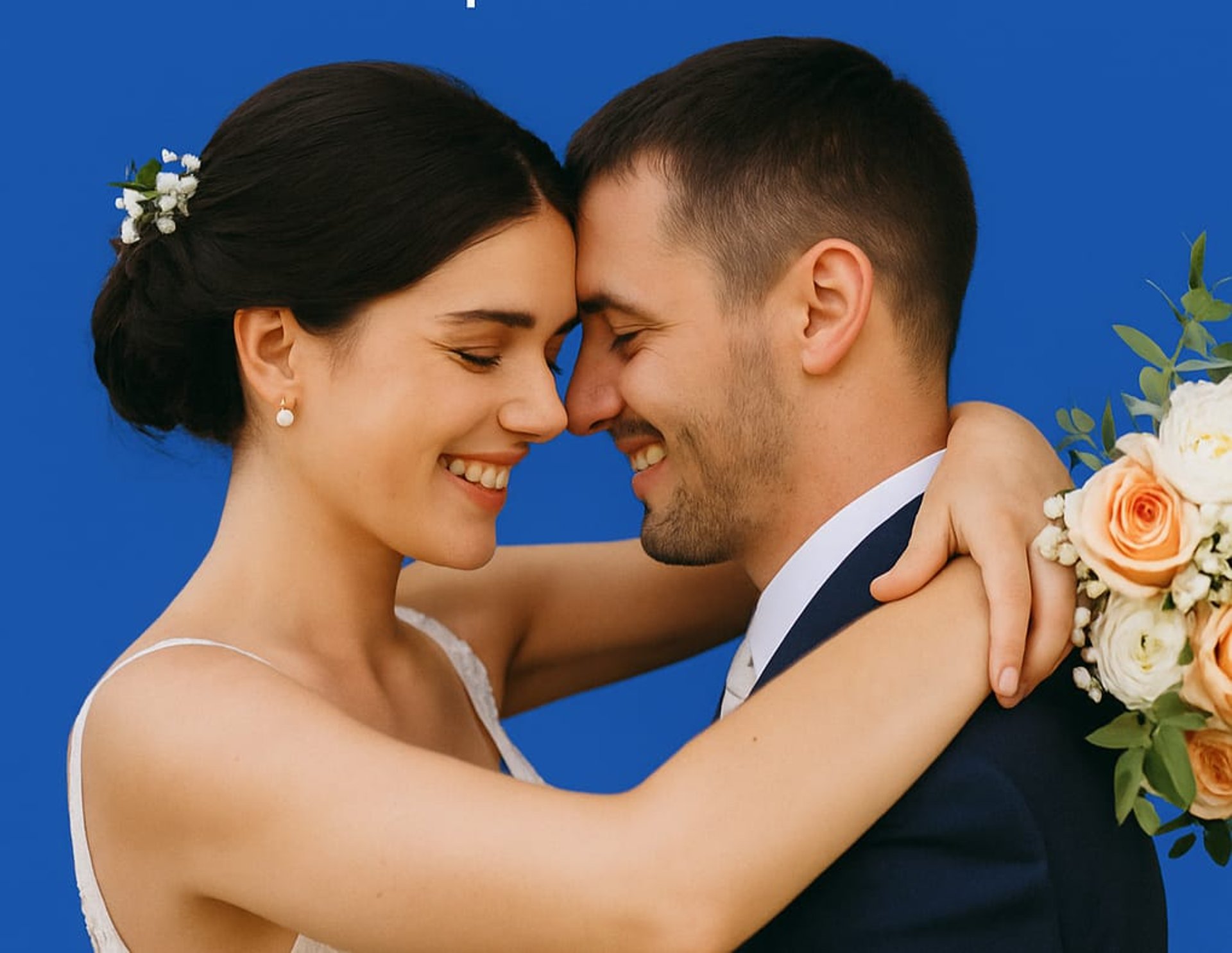 A bride and groom are standing on a dock