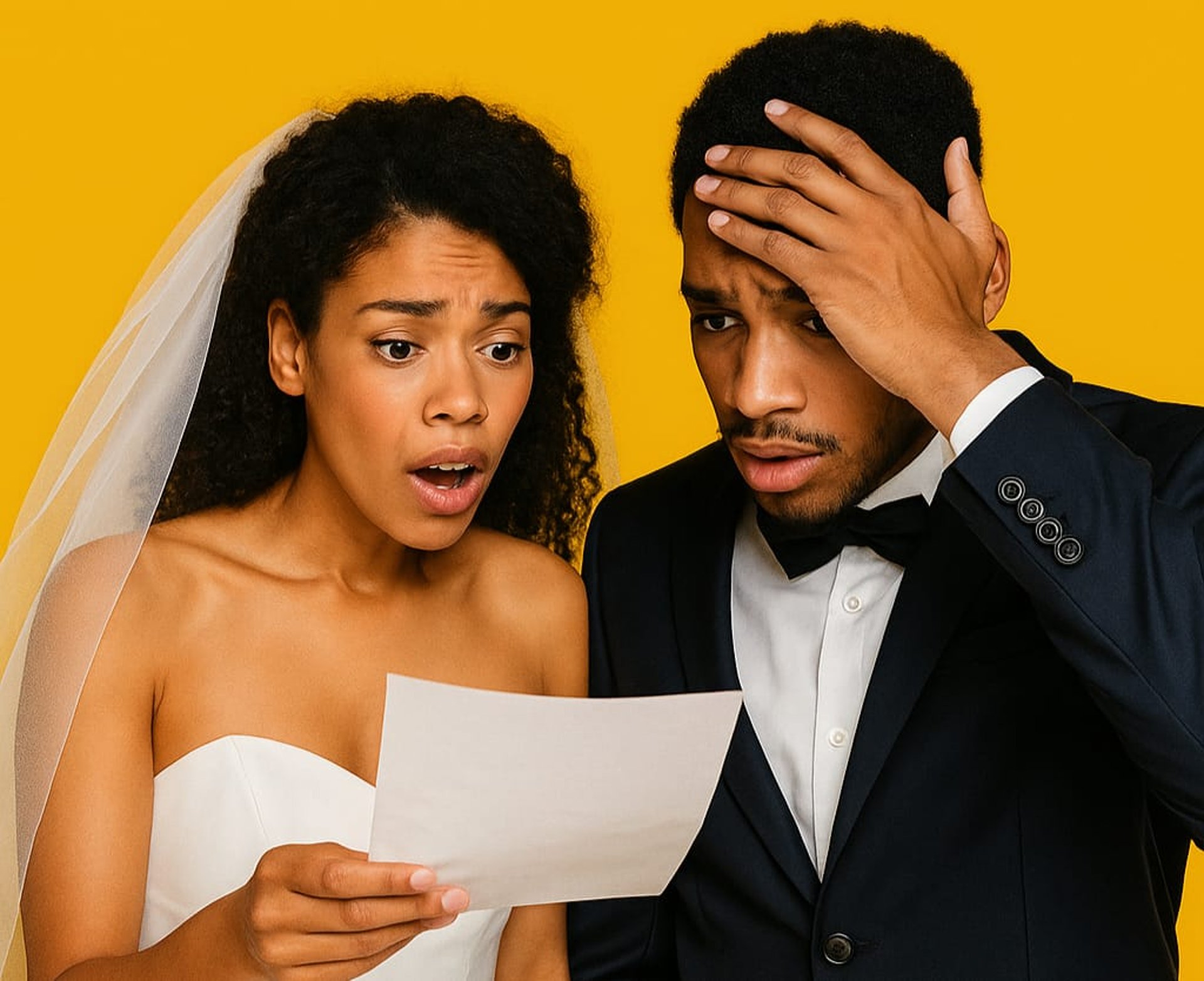 A bride and groom are standing on a dock