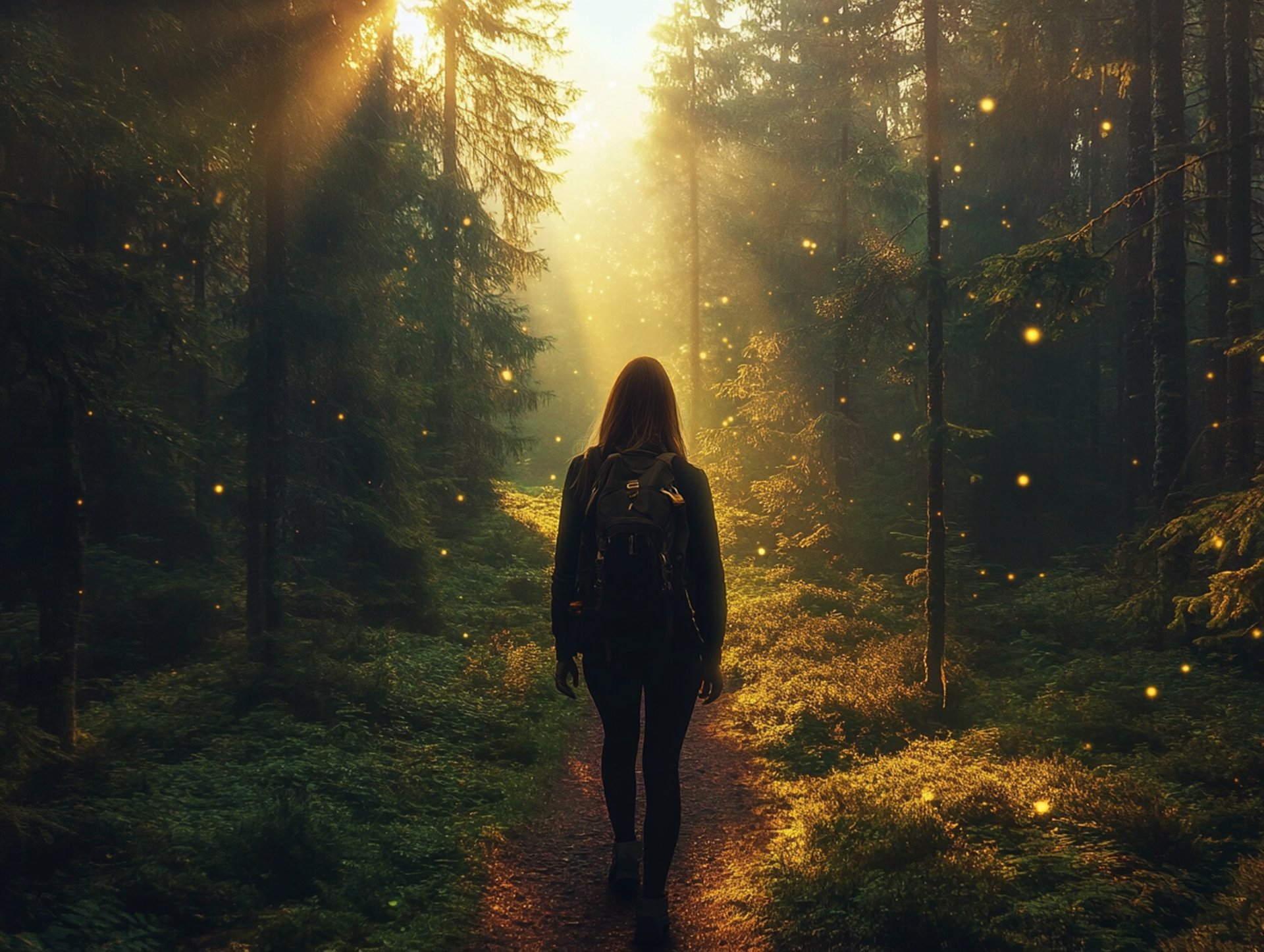 sun piercing through trees