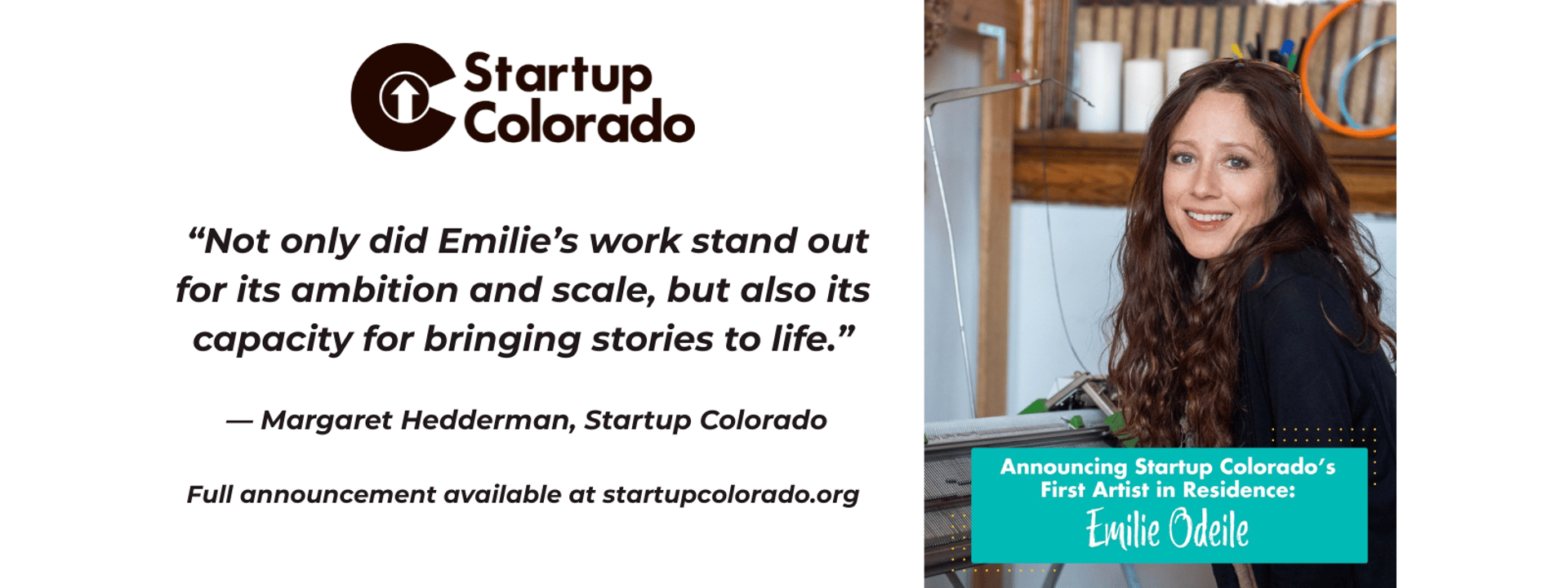 Emilie Odeile of Dundee & Lee named Startup Colorado's first Artist in Residency