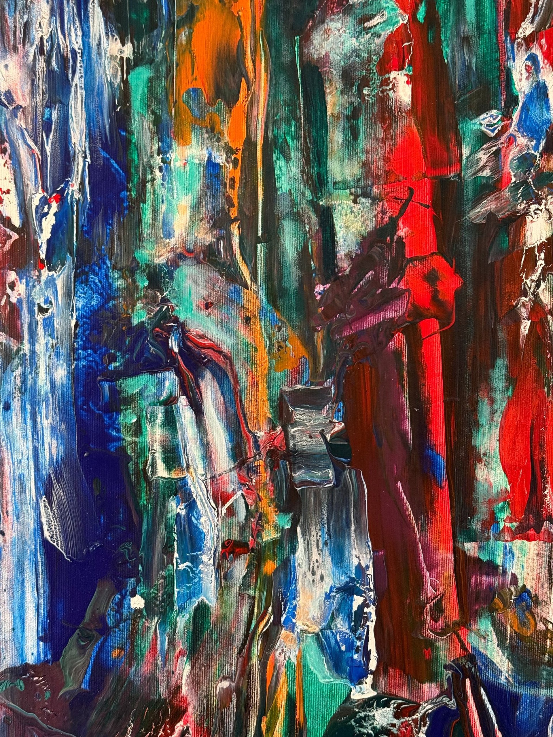 an abstract photo of a curved building with a blue sky in the background