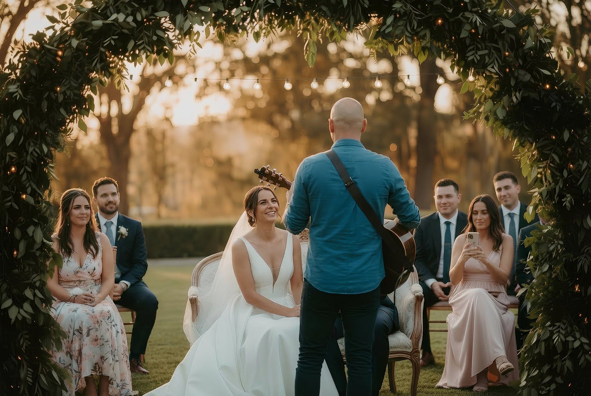 Bruiloftszanger Marco Starink tijdens bruiloft in Noord-Brabant