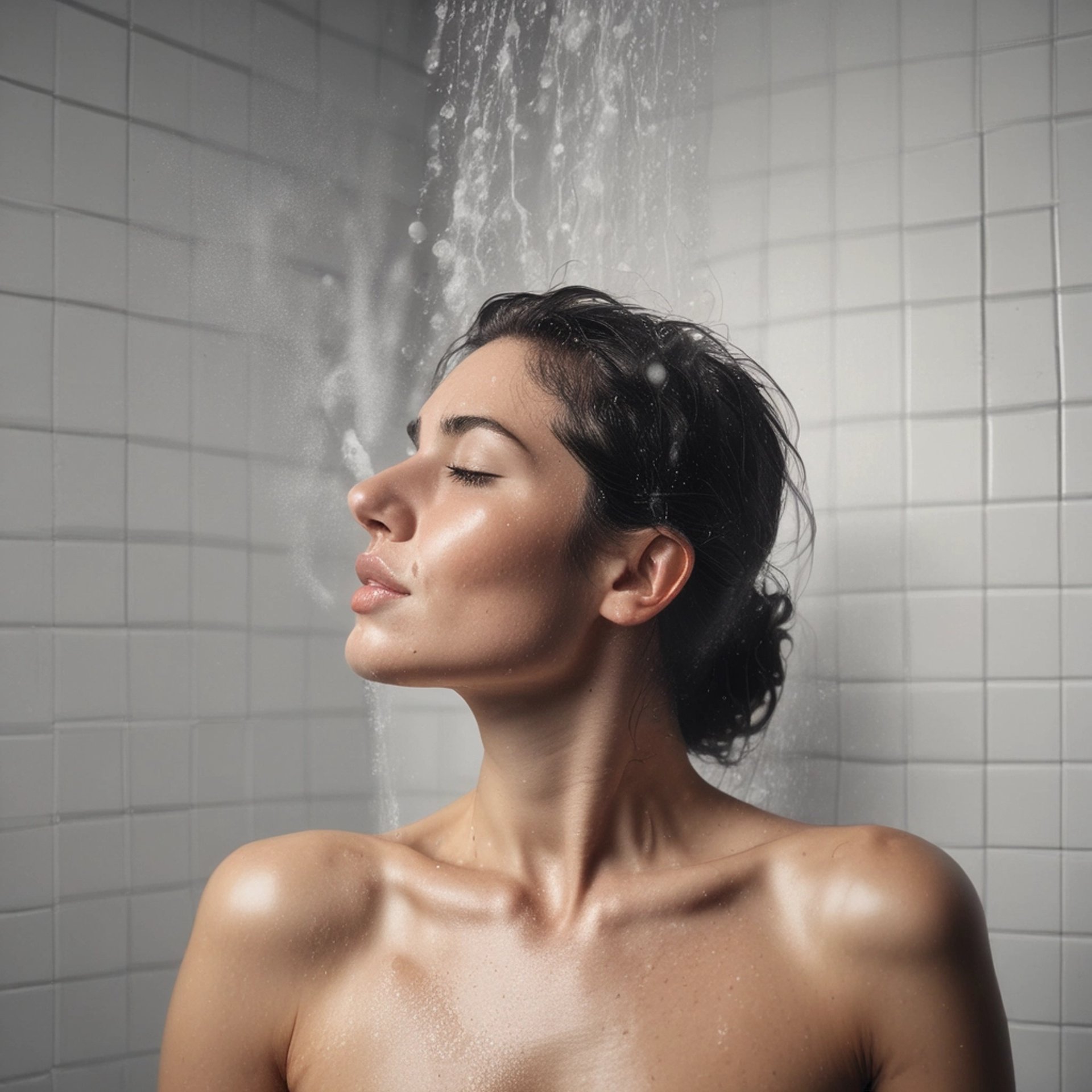 a close up of a shower head with water coming out of it