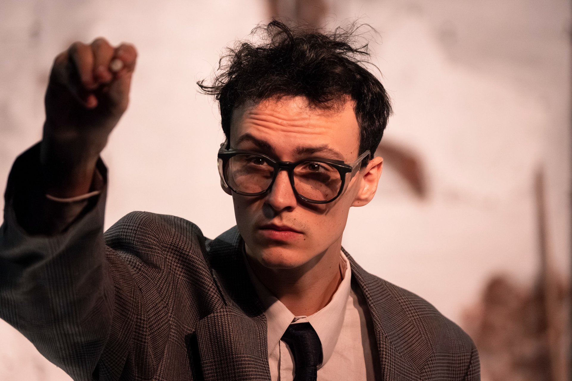 an abstract photo of a curved building with a blue sky in the background