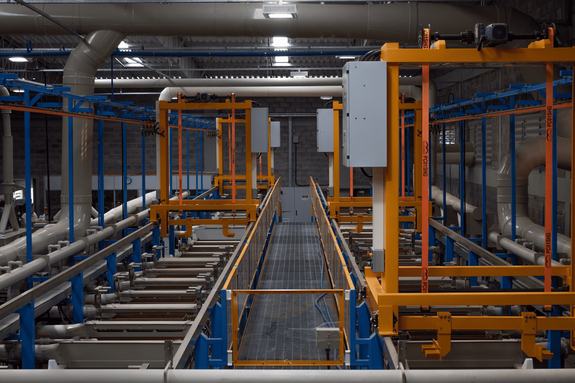 an abstract photo of a curved building with a blue sky in the background