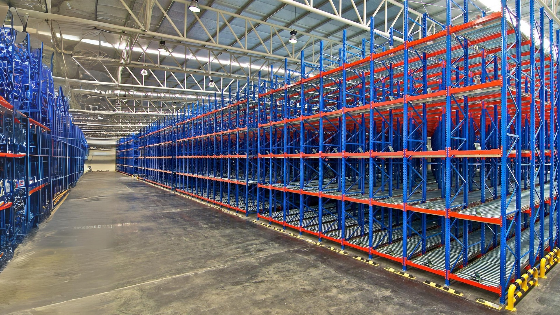 an abstract photo of a curved building with a blue sky in the background