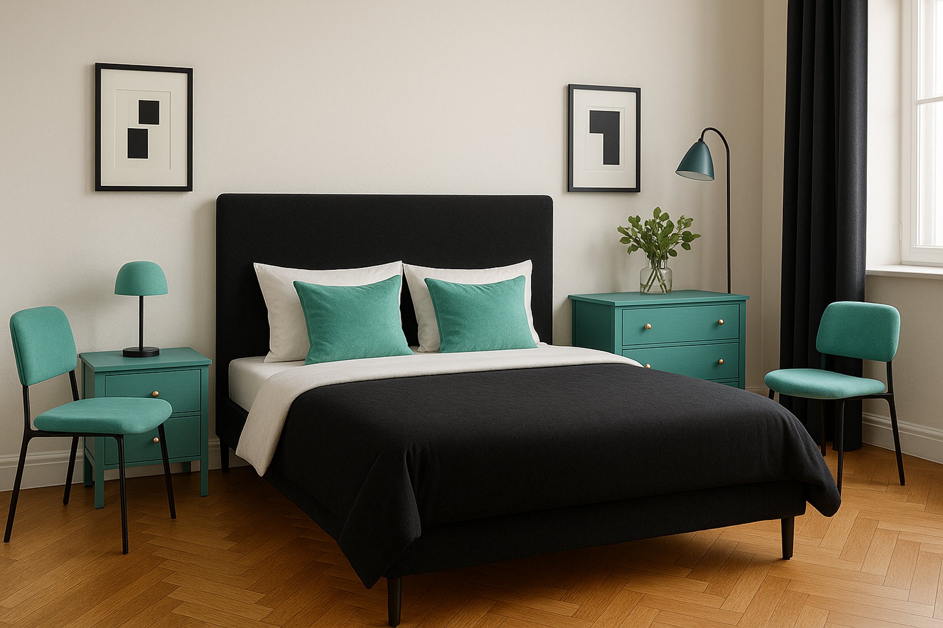 black and white bed linen