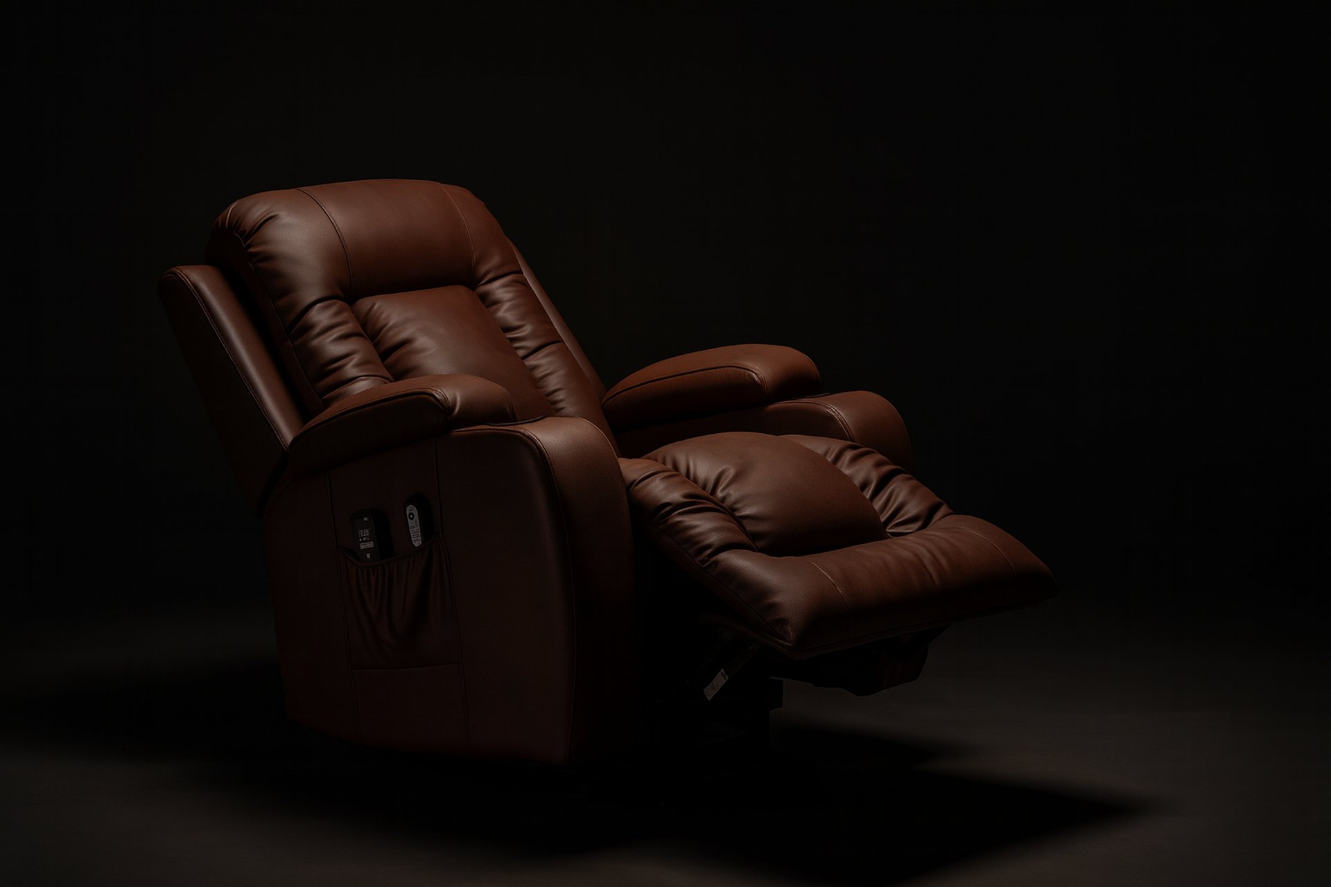 black and brown leather padded tub sofa