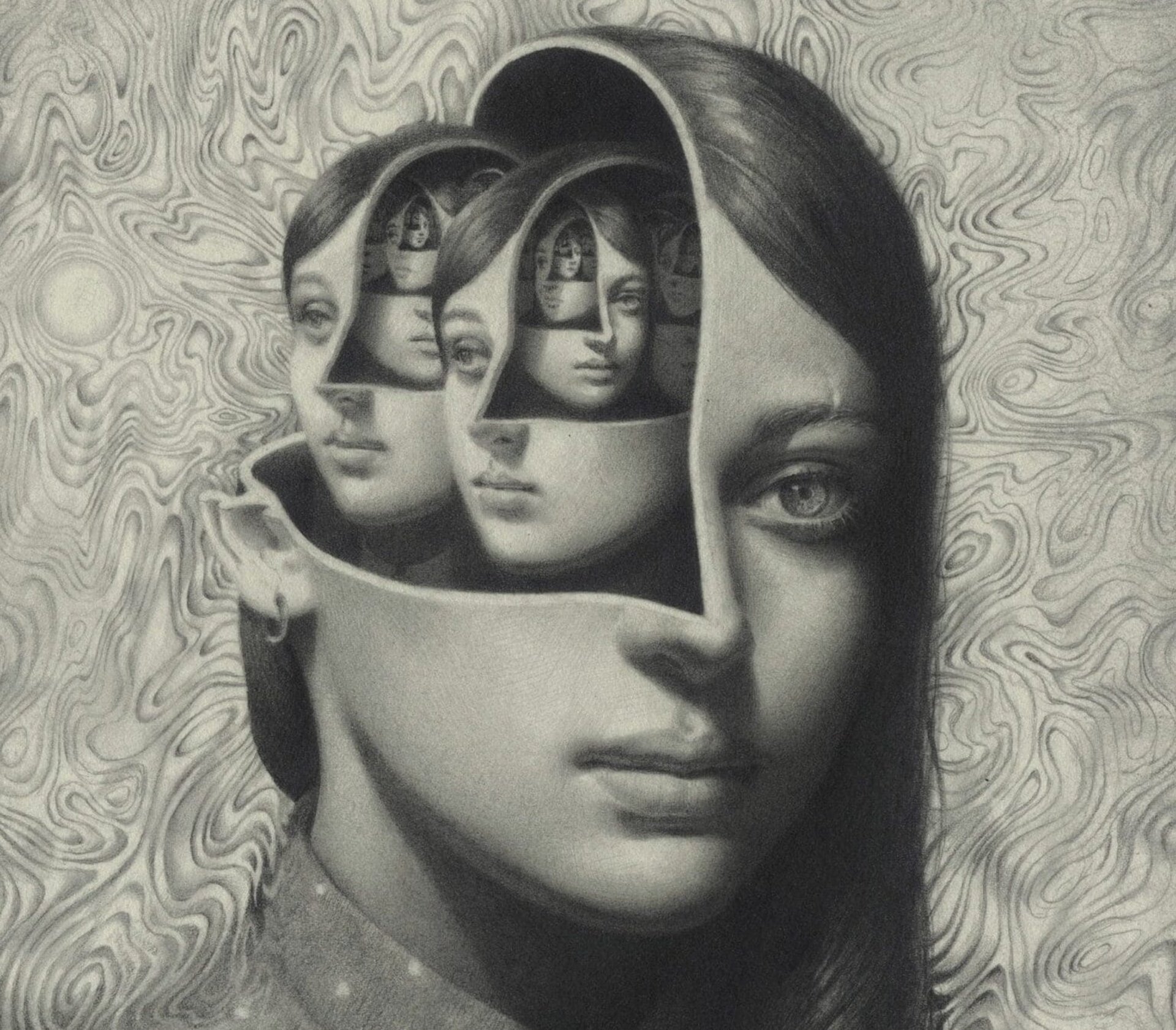 an abstract photo of a curved building with a blue sky in the background