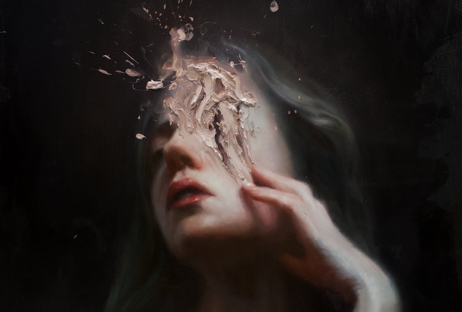 an abstract photo of a curved building with a blue sky in the background