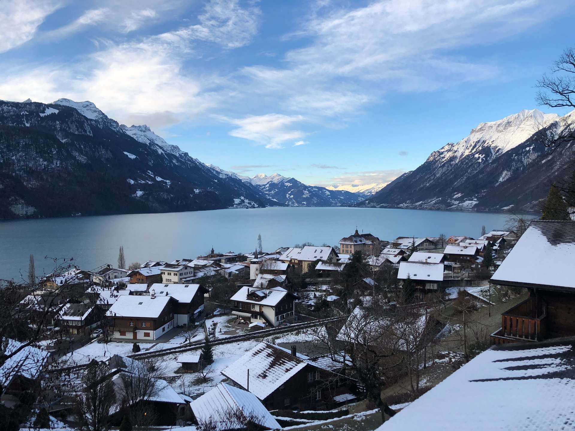 Lake Brienz dusted with snow between Christmas and New Years Eve