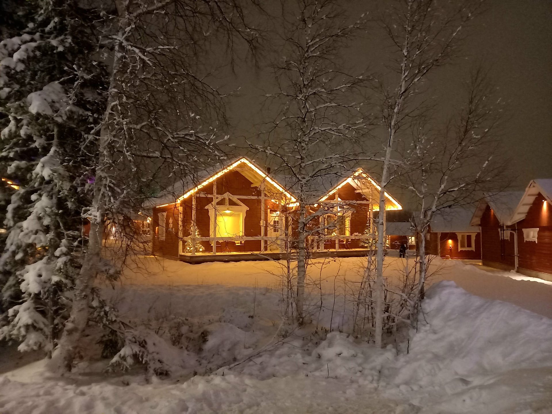 Snowy frozen village lapland
