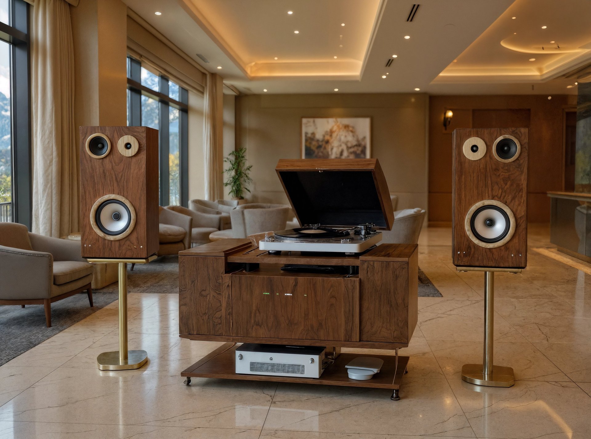 Fölkel Audio custom hi-fi speaker set in hotel business