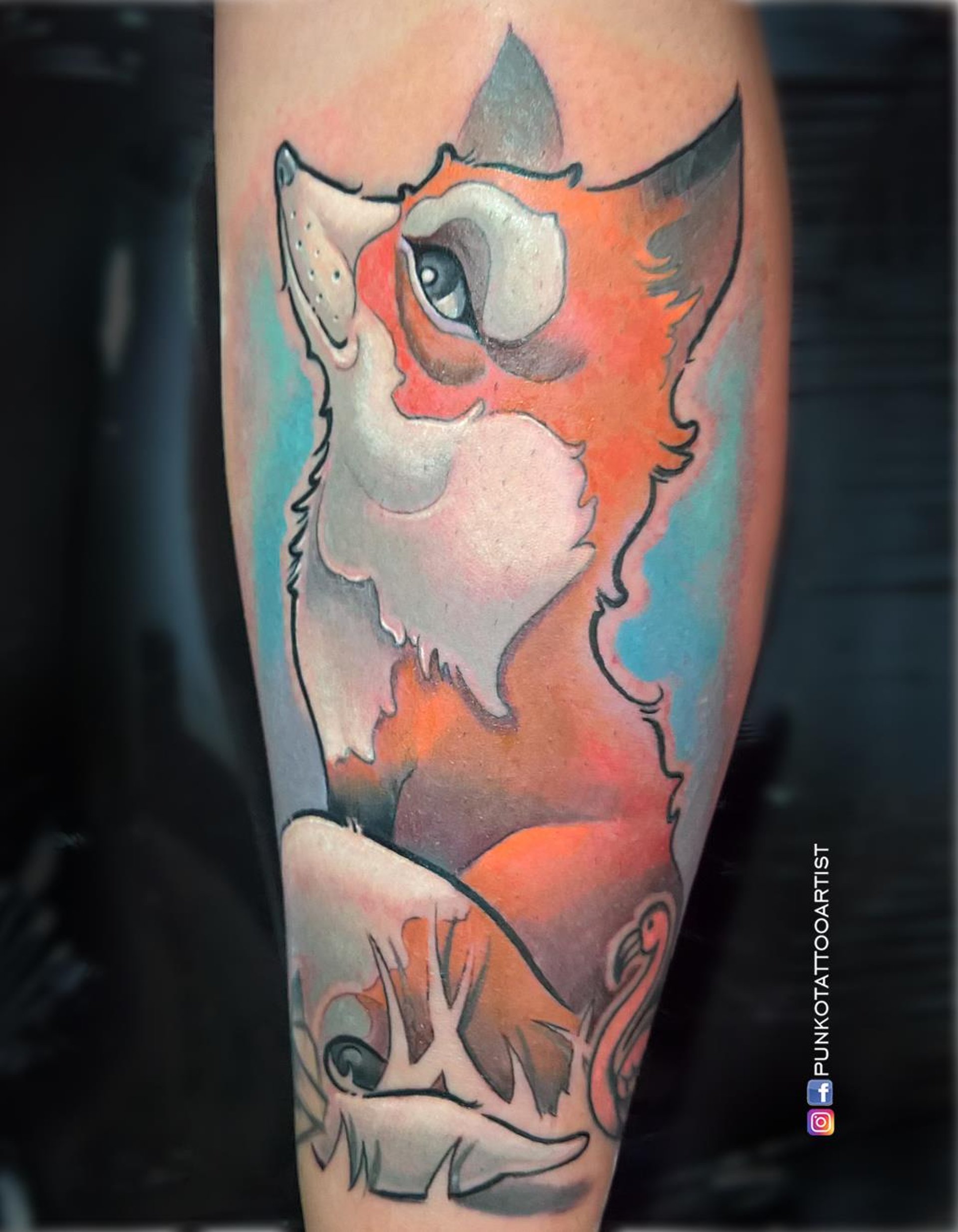 tatuaje zorro color Barcelona punkotattooartist