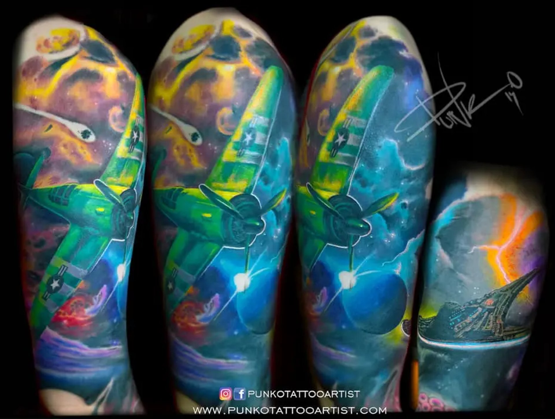 tatuaje realismo  avion espacio 