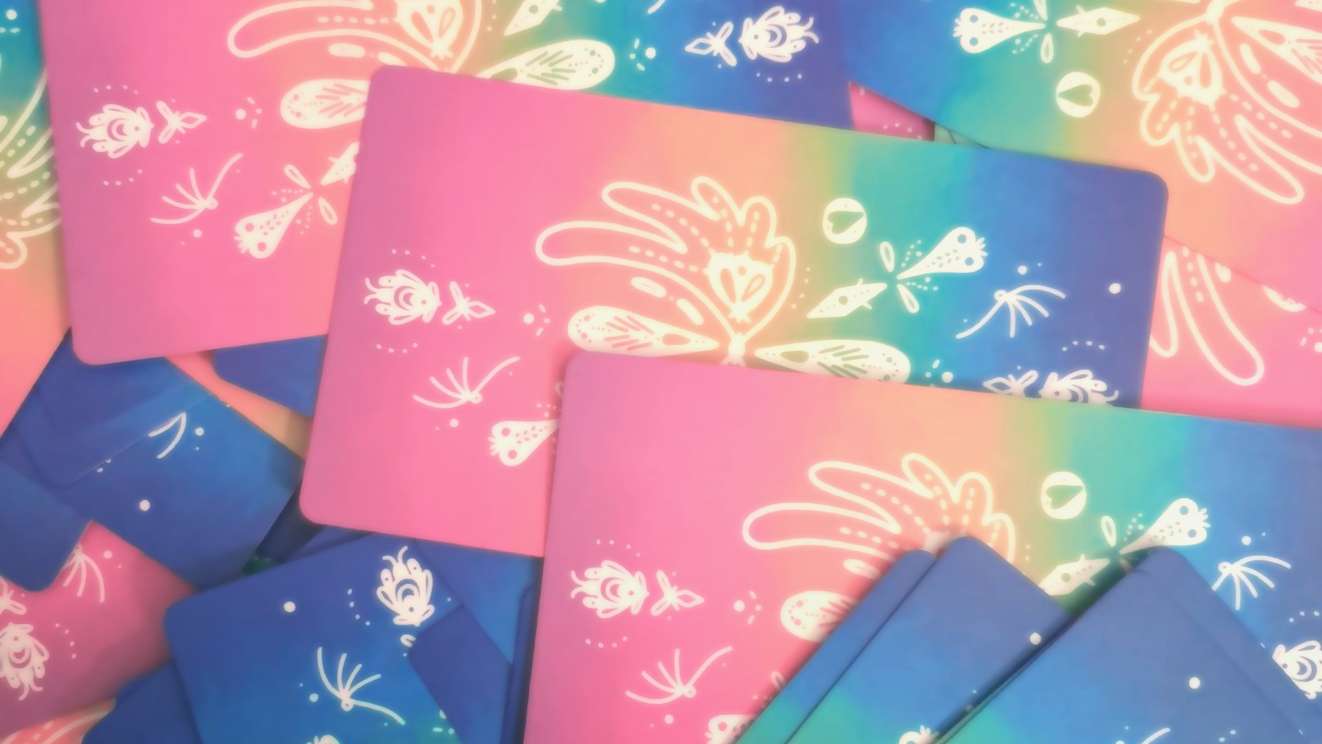 yellow green and red floral print cards