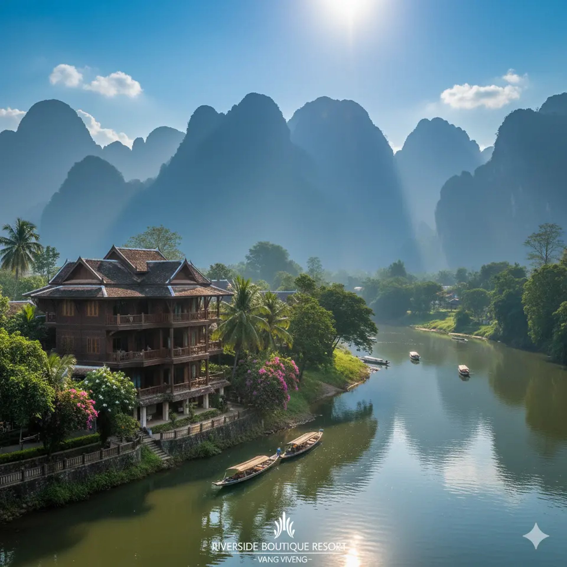 brown wooden lounge chairs near pool surrounded by palm trees