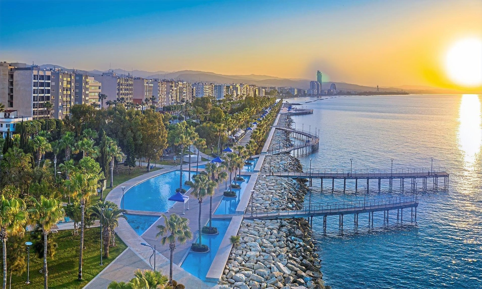 a pier in the middle of a large body of water