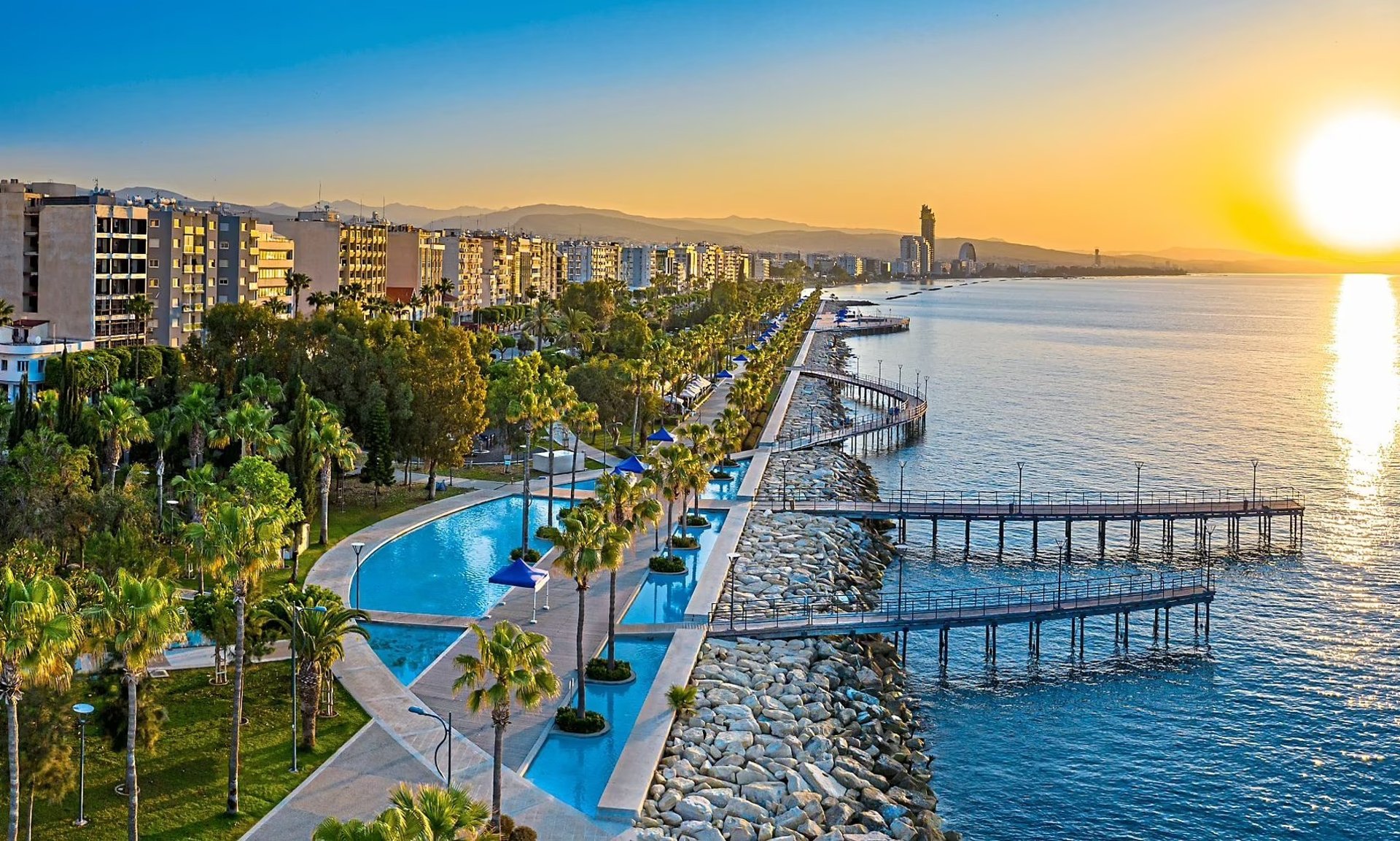 a pier in the middle of a large body of water