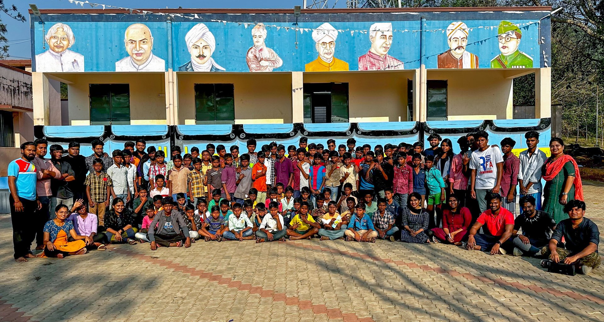 an abstract photo of a curved building with a blue sky in the background