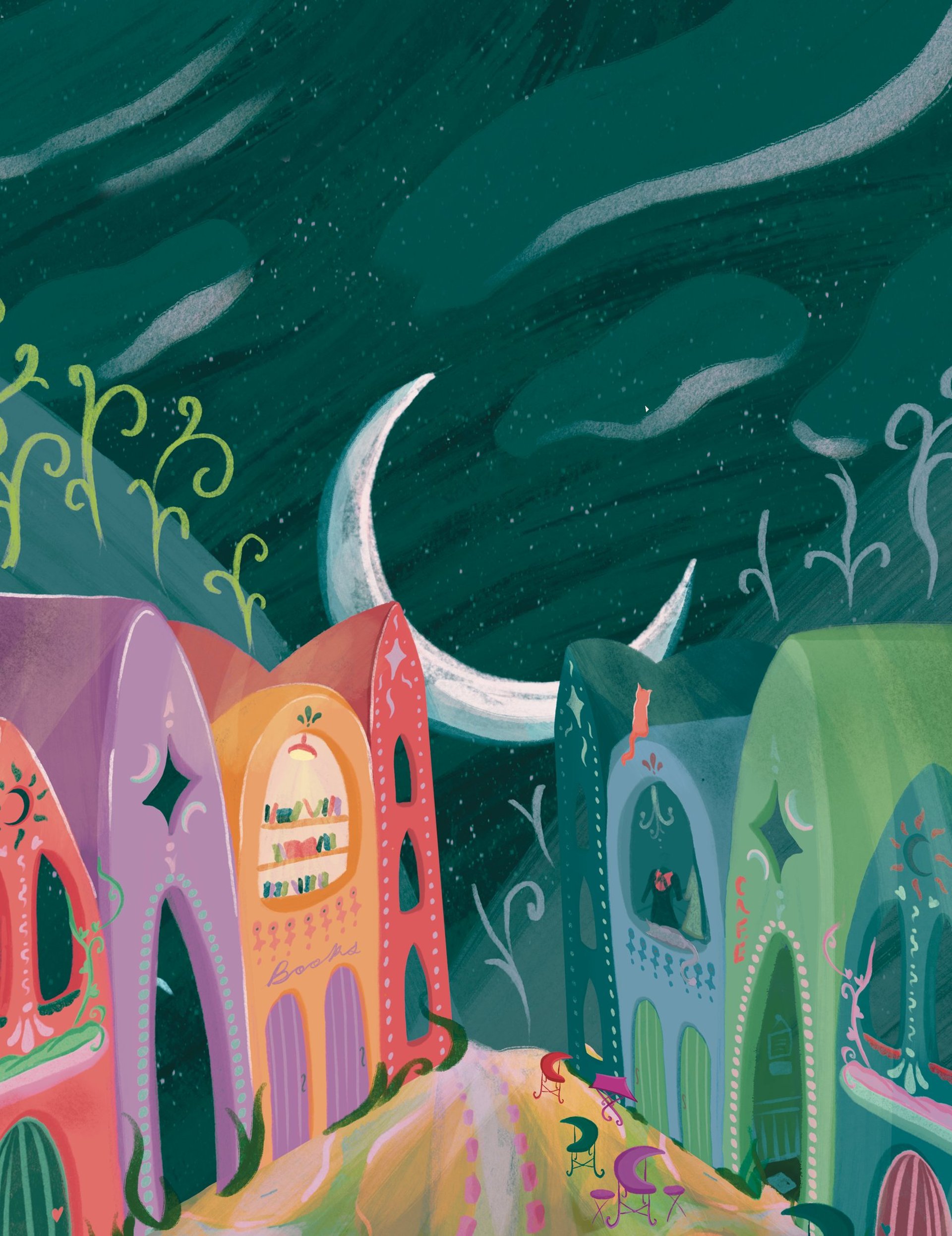 an abstract photo of a curved building with a blue sky in the background