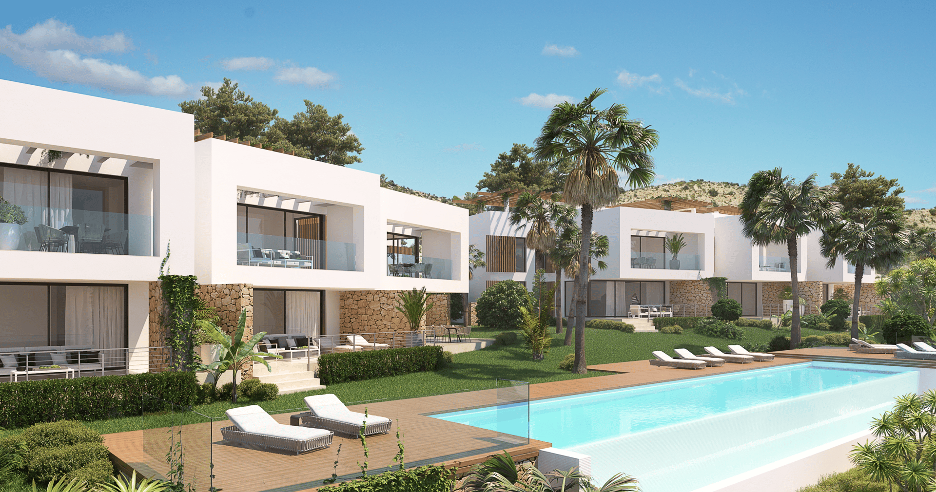 an abstract photo of a curved building with a blue sky in the background