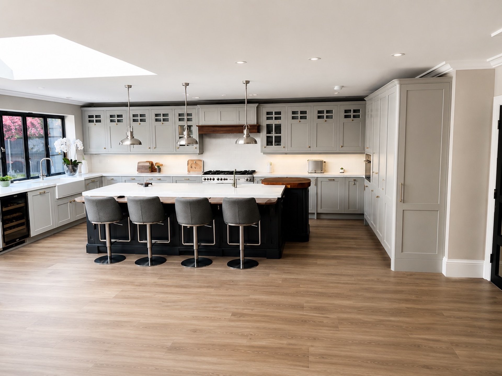 Open plan kitchen and dining room painting in Lancing Sussex, modern interior finish