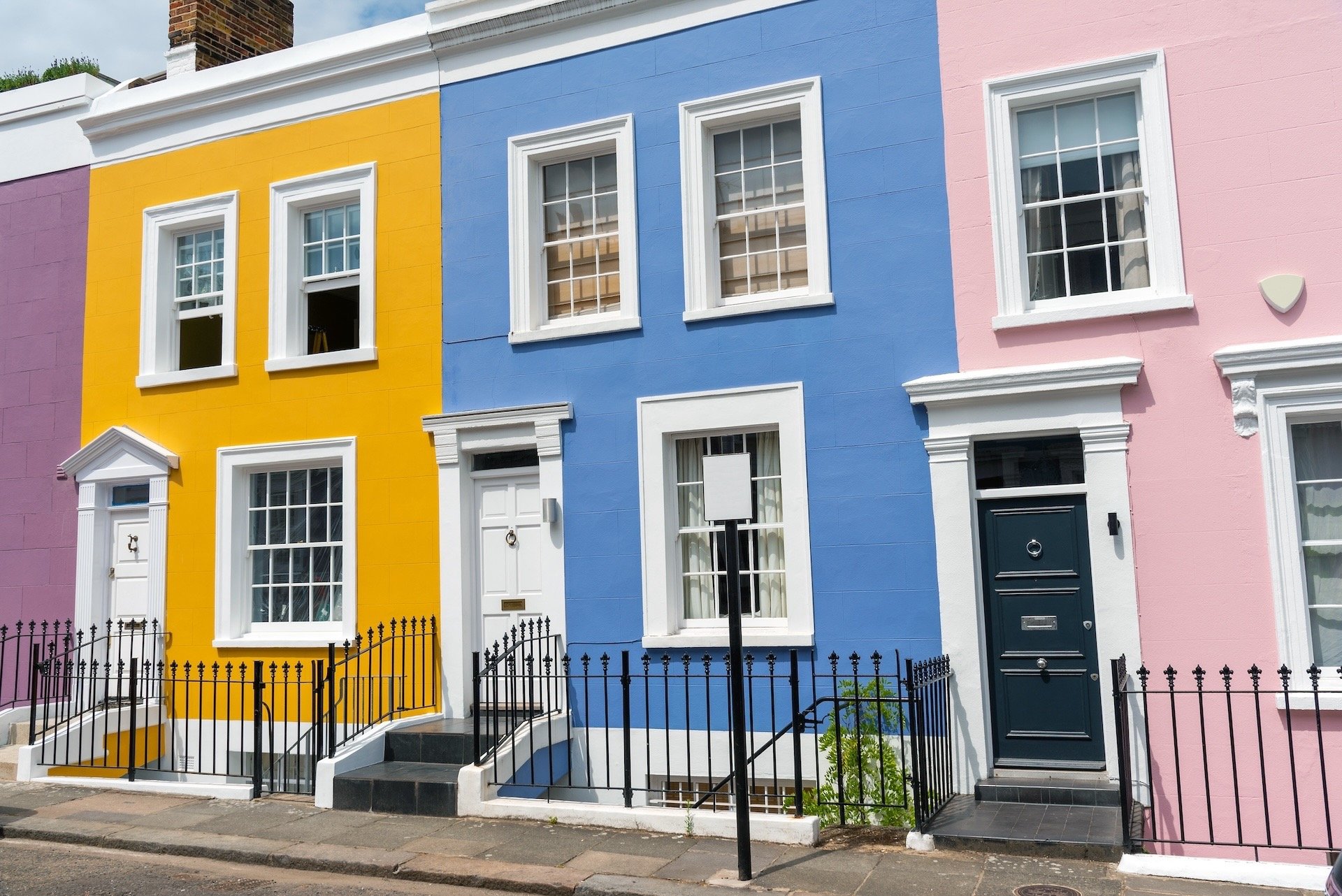 Professional exterior painting of Brighton terraced houses with weather-resistant finishes