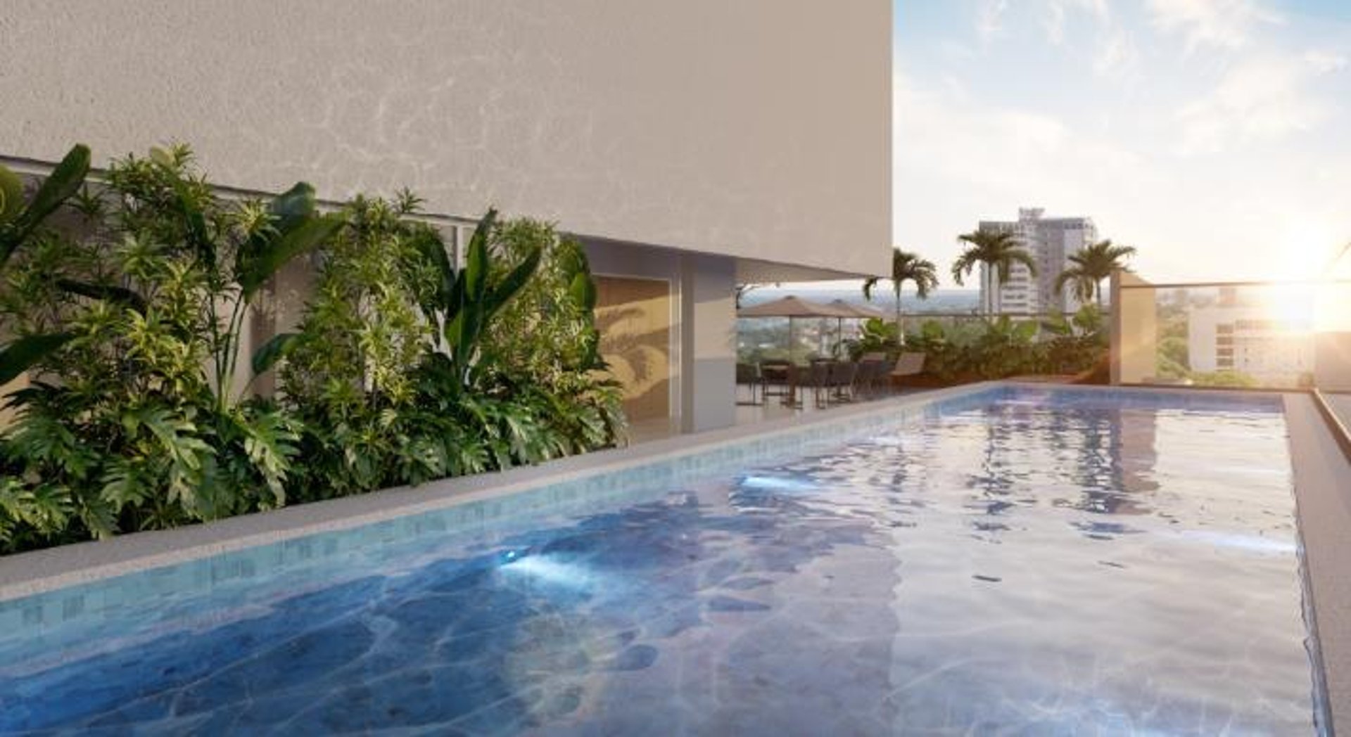 an abstract photo of a curved building with a blue sky in the background