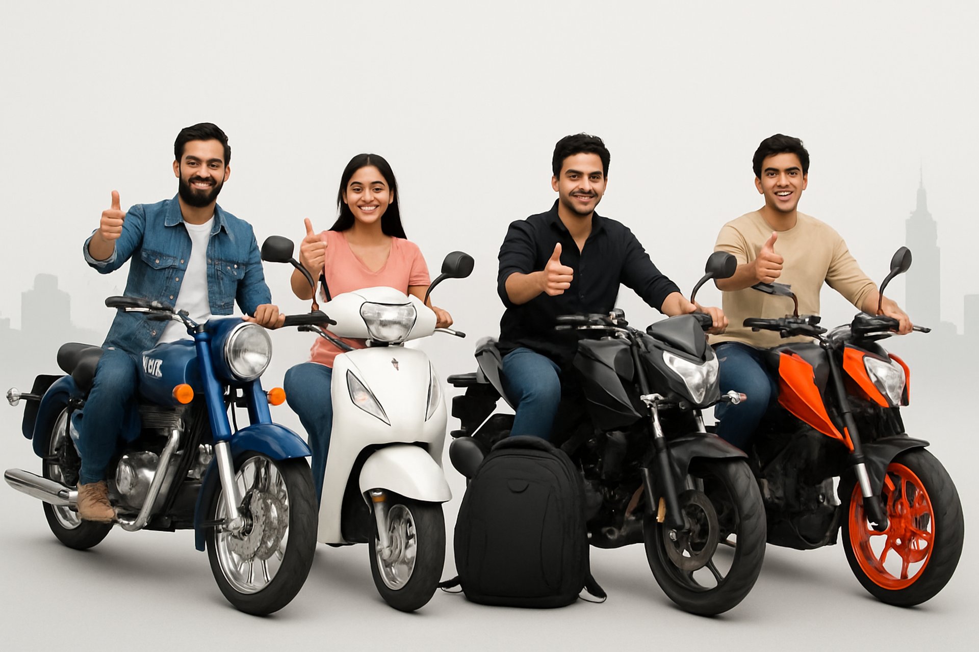A group of motorcycles parked on a dirt road