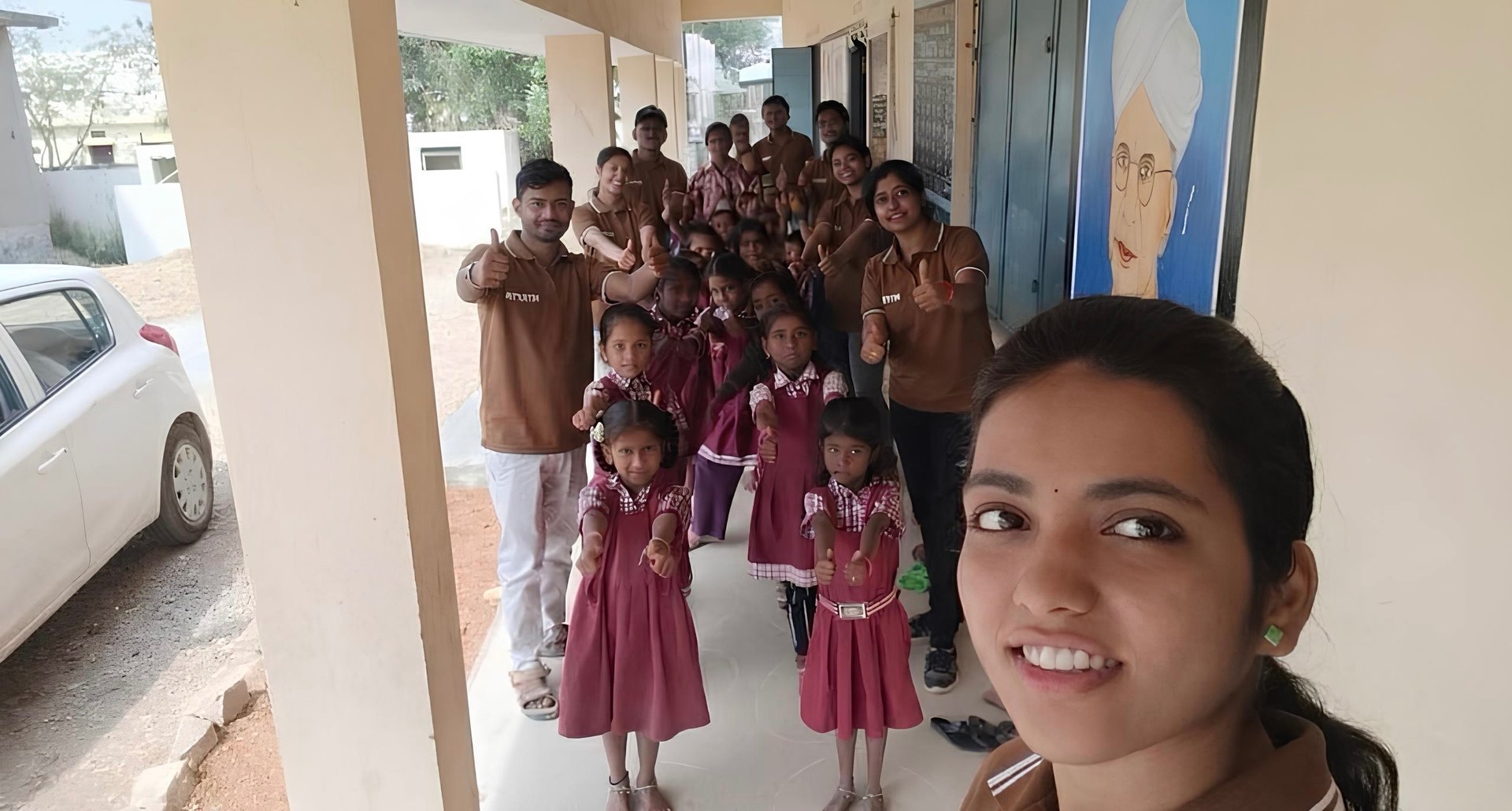 an abstract photo of a curved building with a blue sky in the background