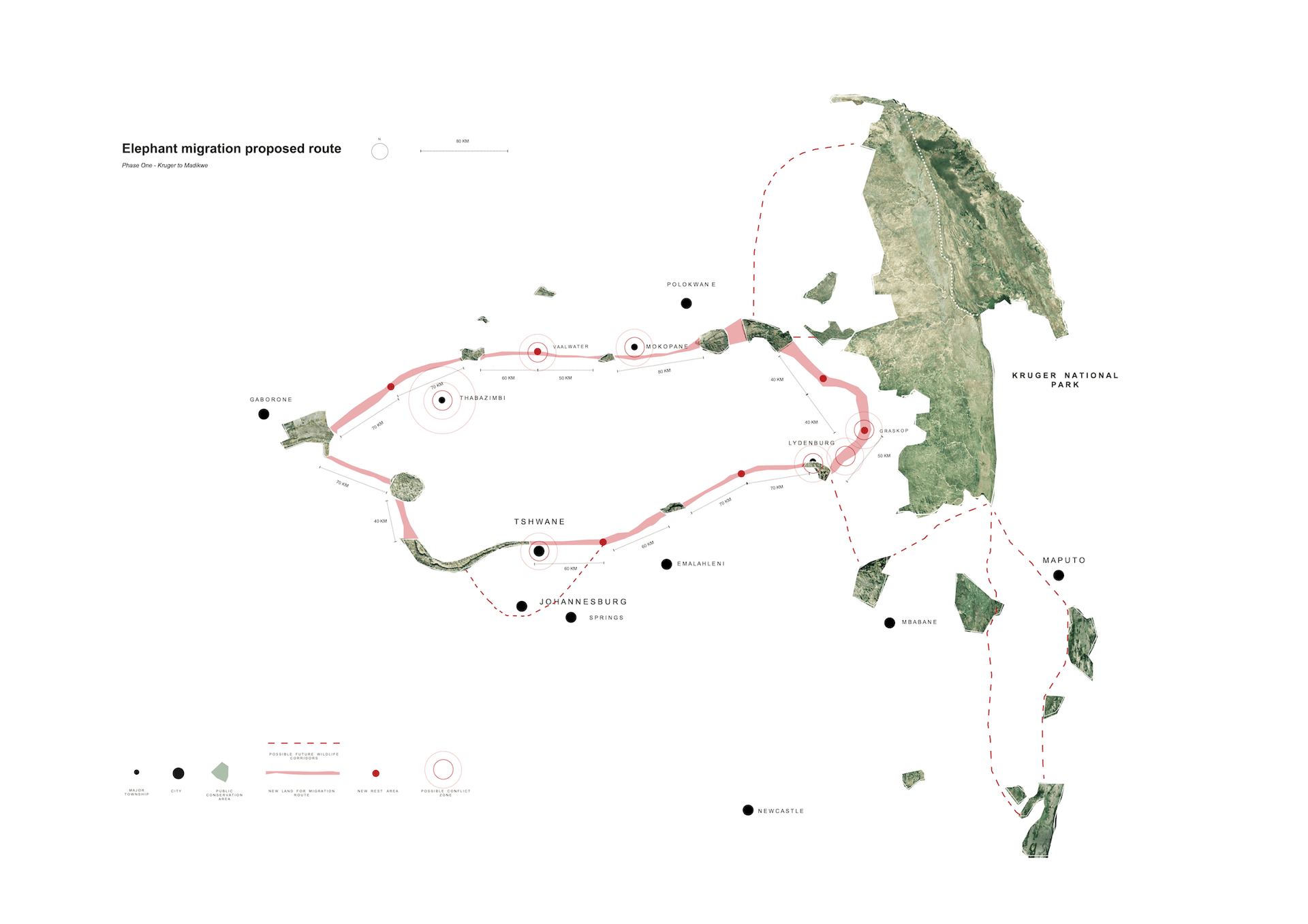 Elephant migration route map South Africa