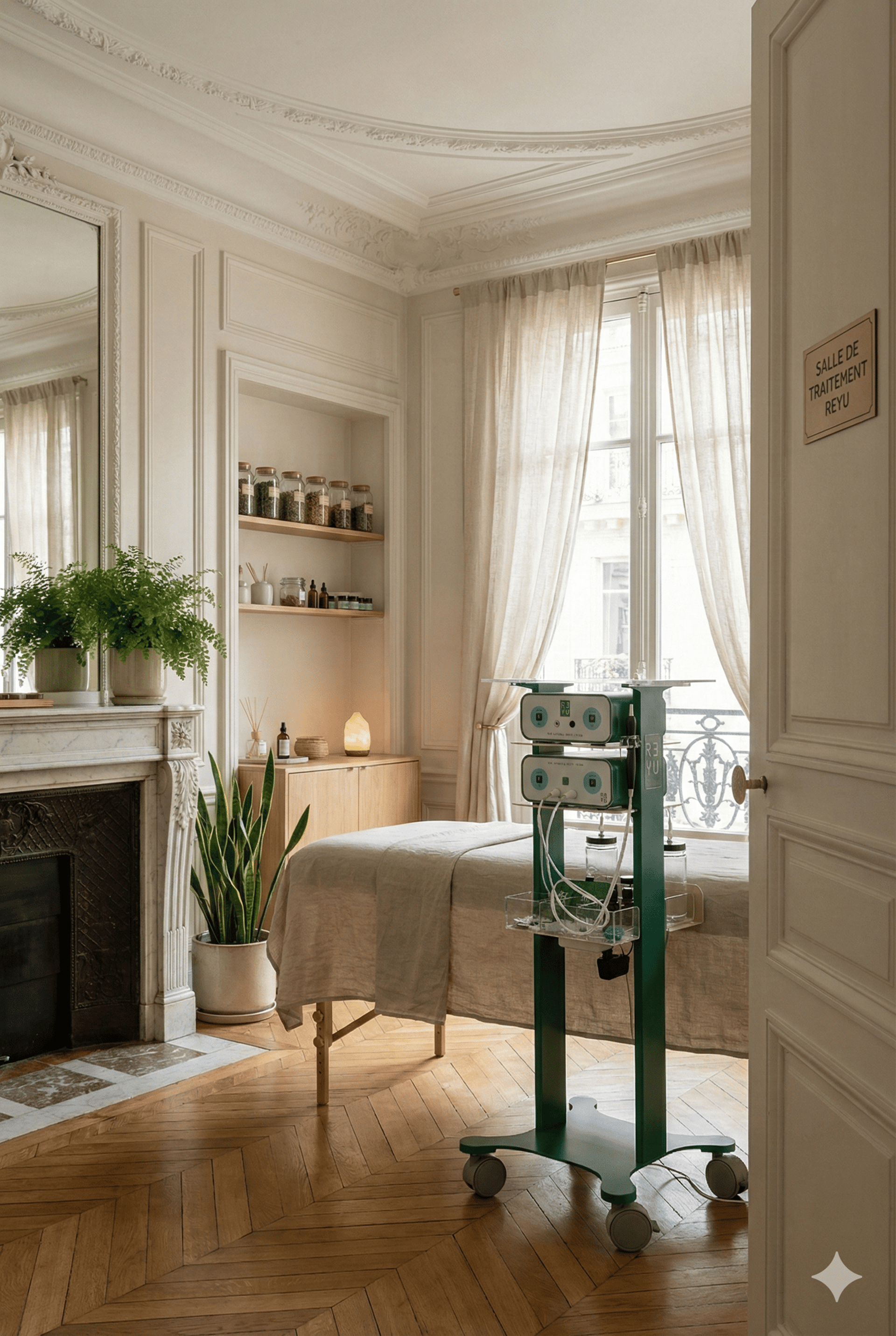 an abstract photo of a curved building with a blue sky in the background