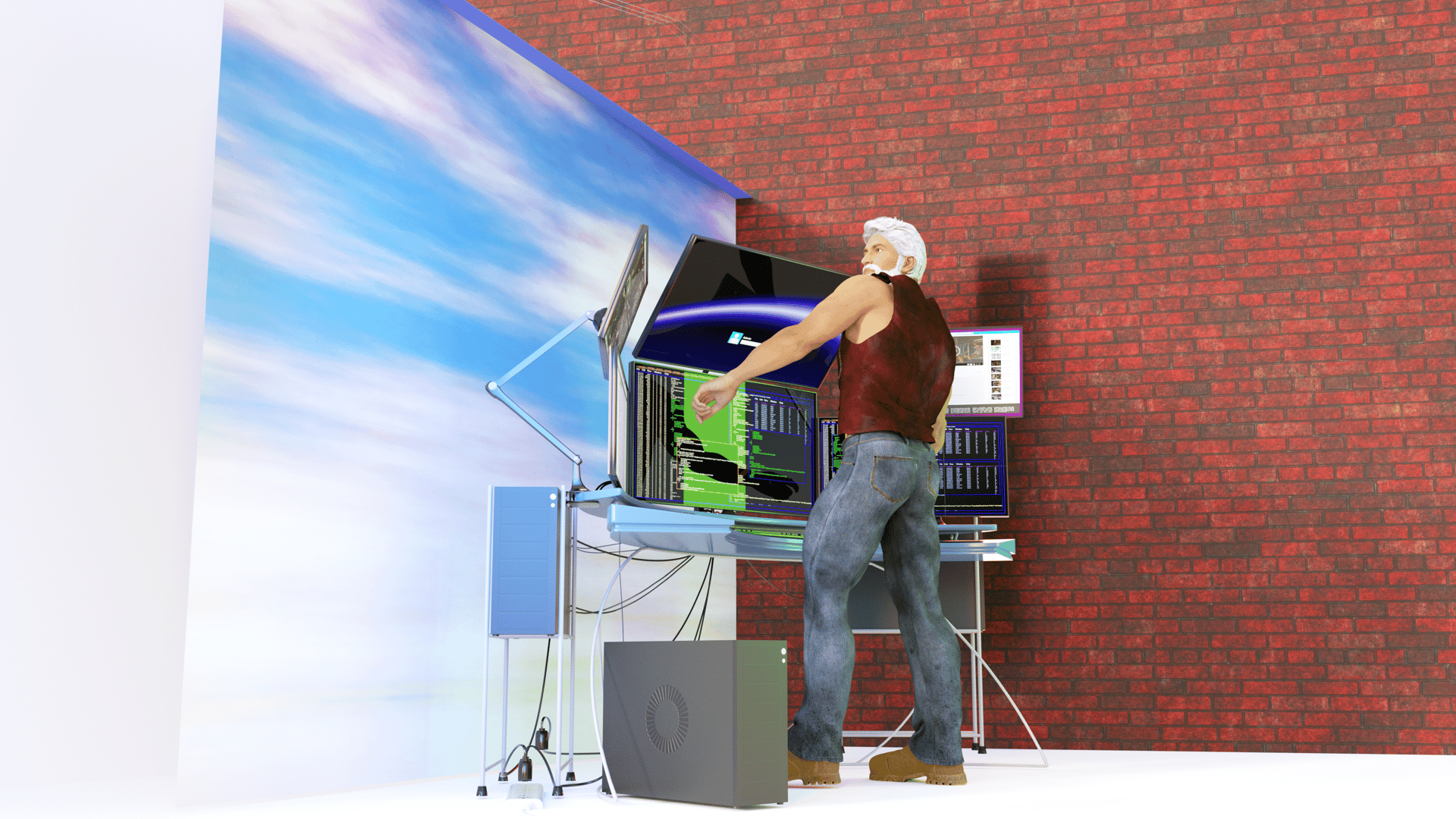 digital version of Madeira Desouza working in his Las Vegas studio