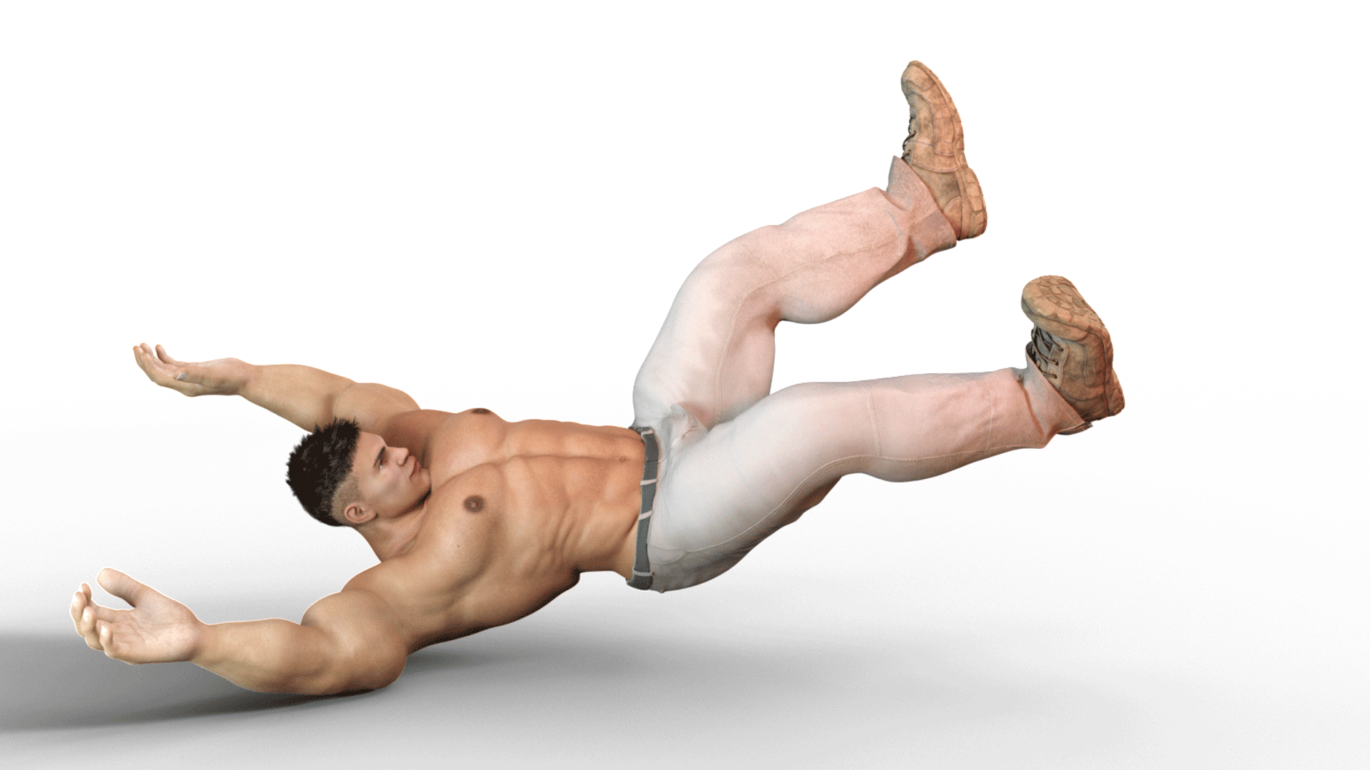 men two feet up
