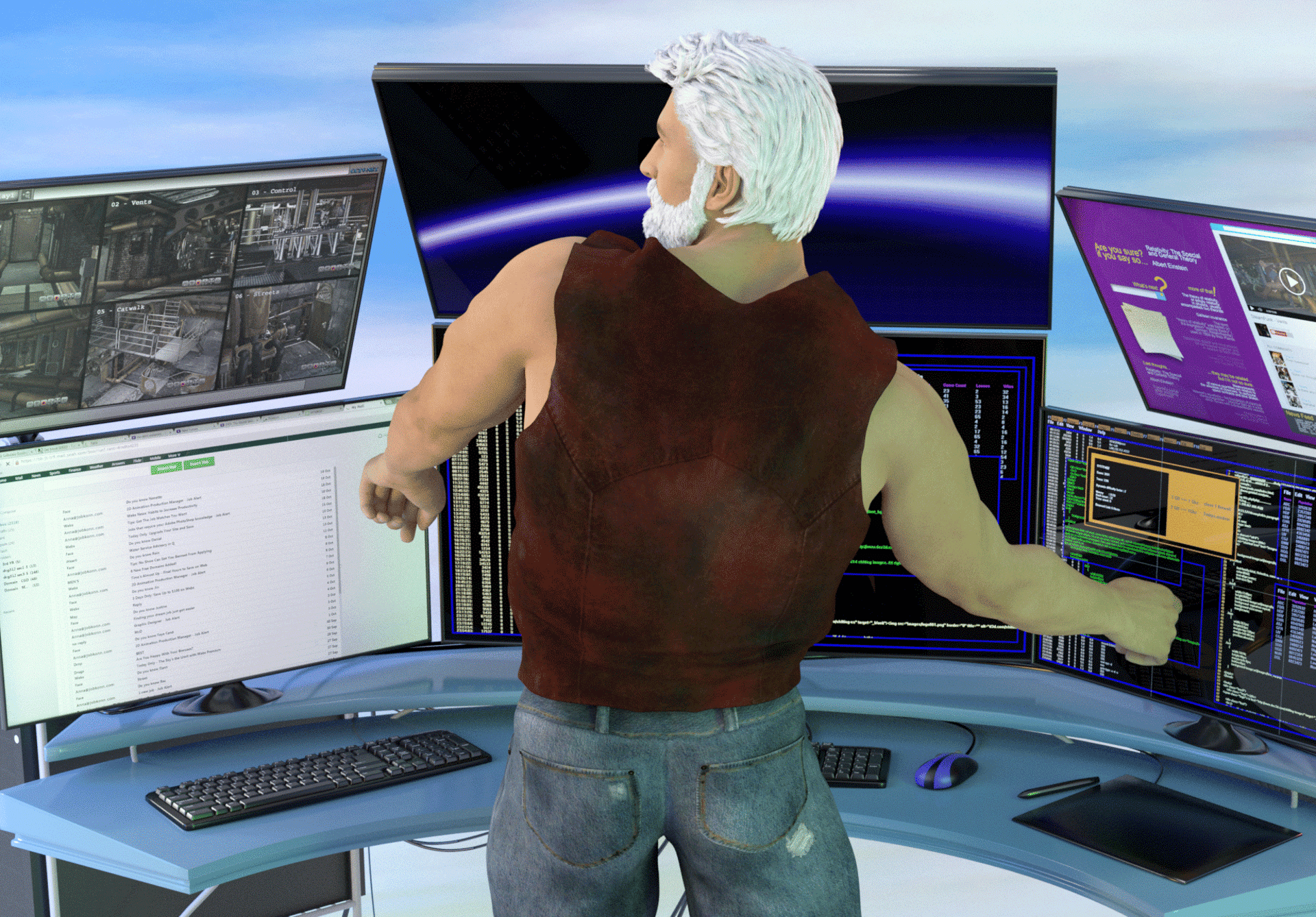 digital version of Madeira Desouza at work in his studio