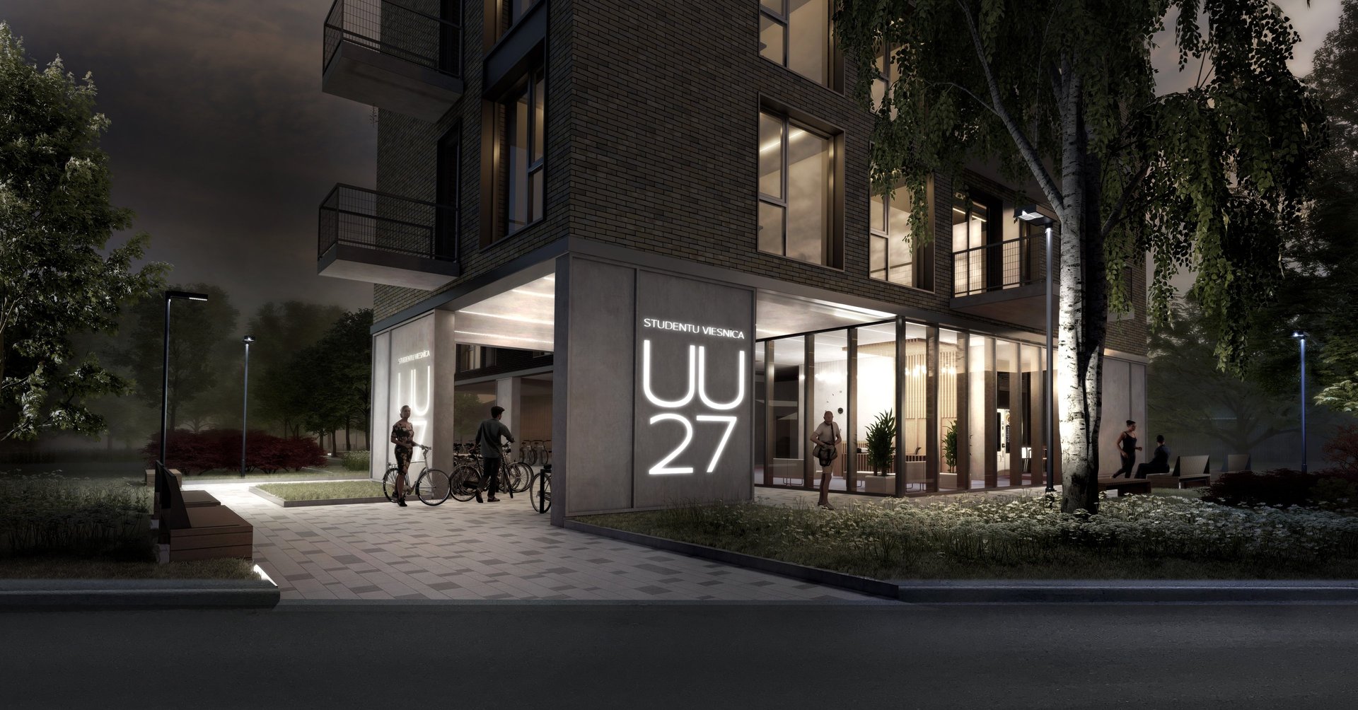 an abstract photo of a curved building with a blue sky in the background