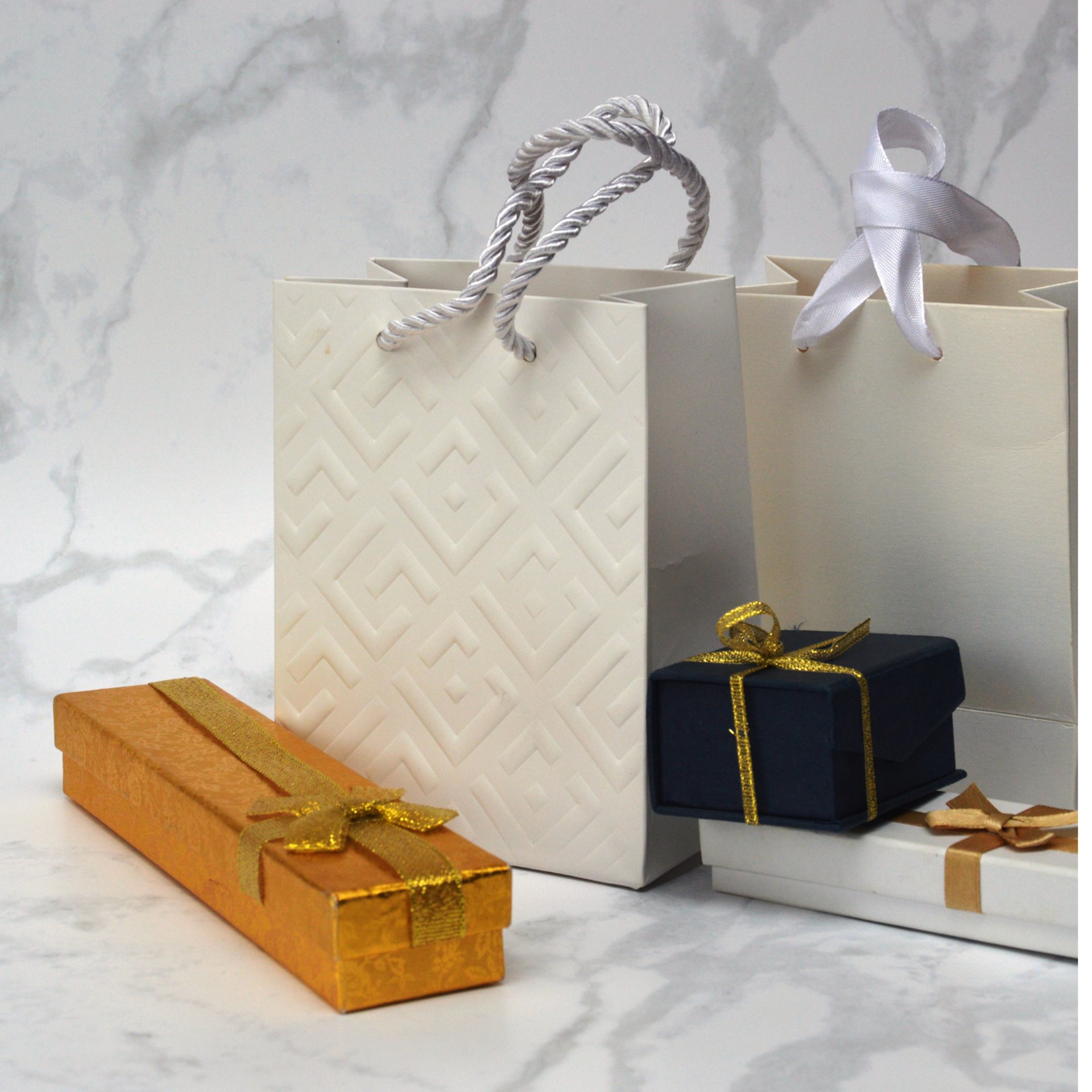 brown and white cardboard box