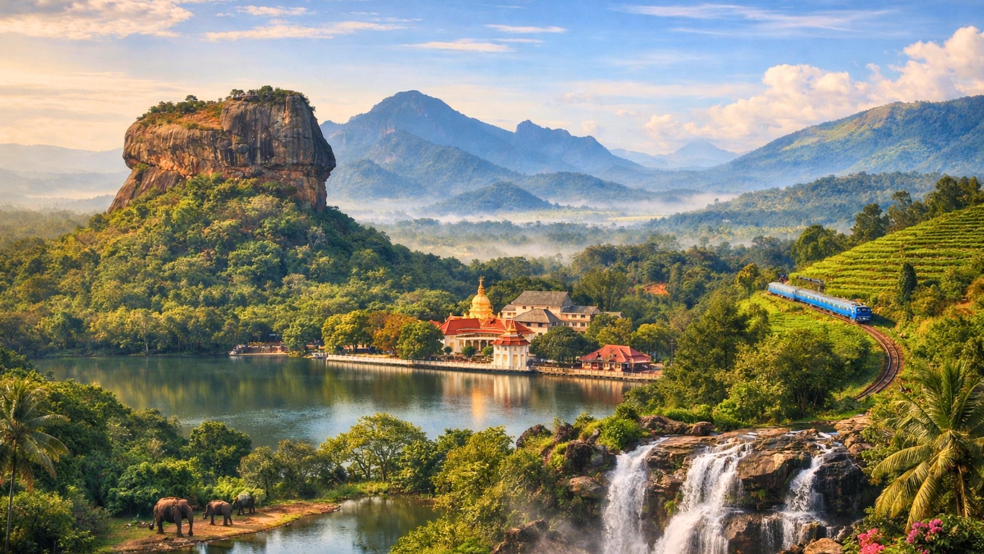A view of a mountain range with clouds in the sky
