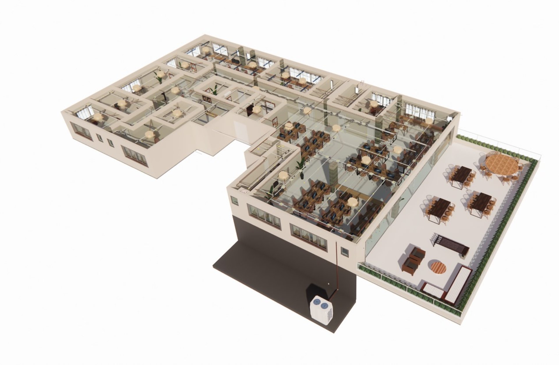 an abstract photo of a curved building with a blue sky in the background